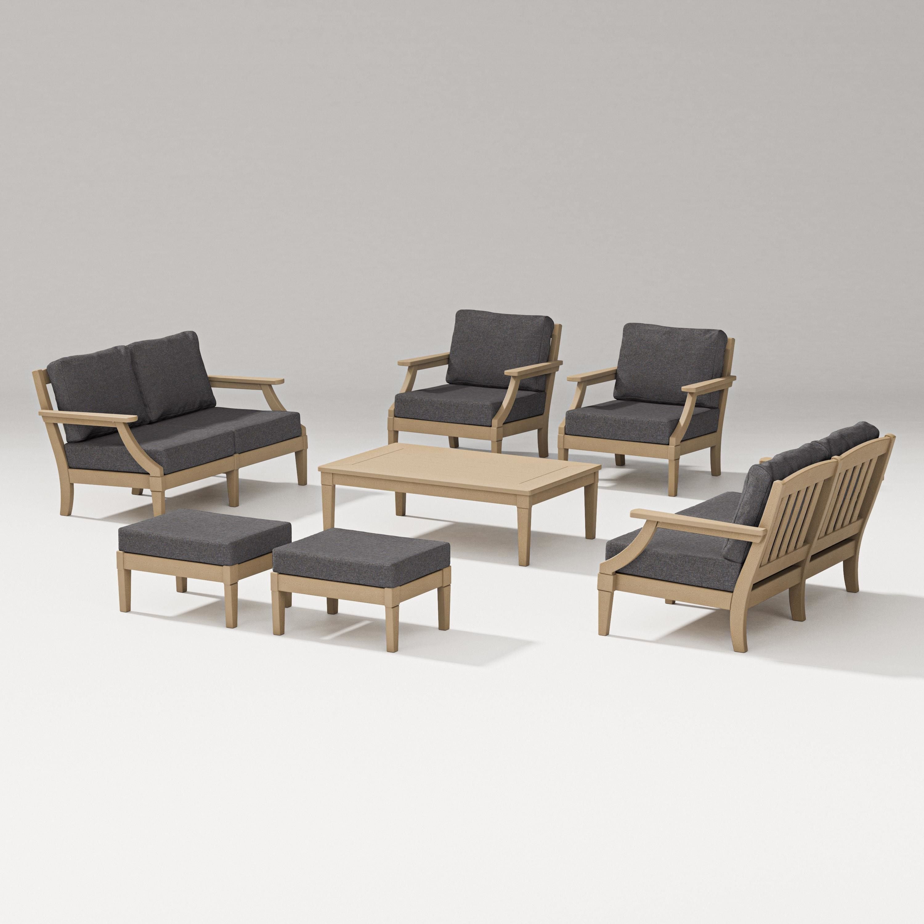 PW Designer Series Estate 7-Piece Lounge Loveseat Set in Vintage Sahara / Ash Charcoal