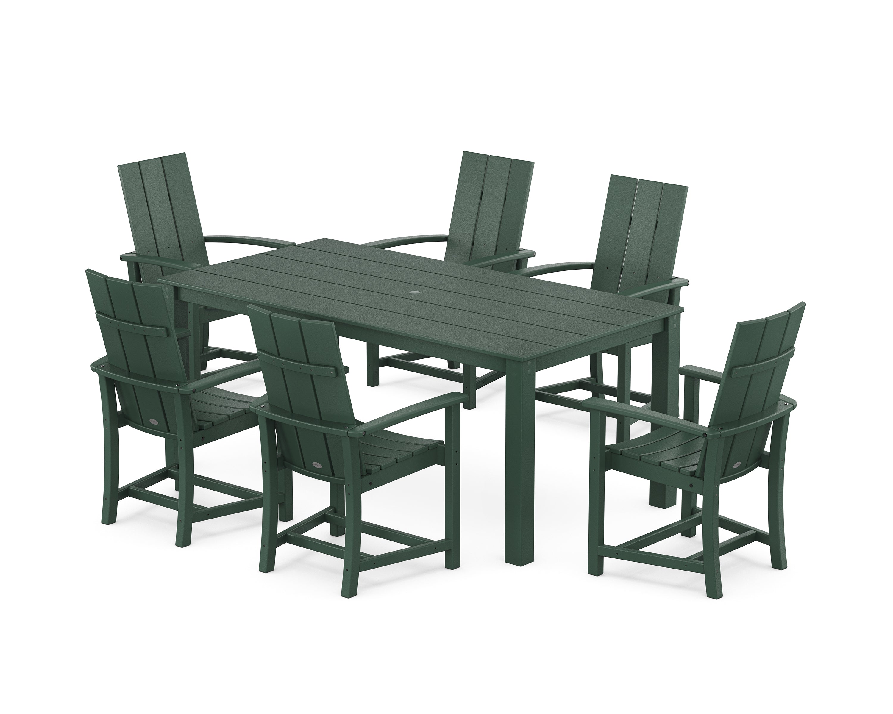 POLYWOOD Modern Adirondack 7-Piece Parsons Dining Set in Green
