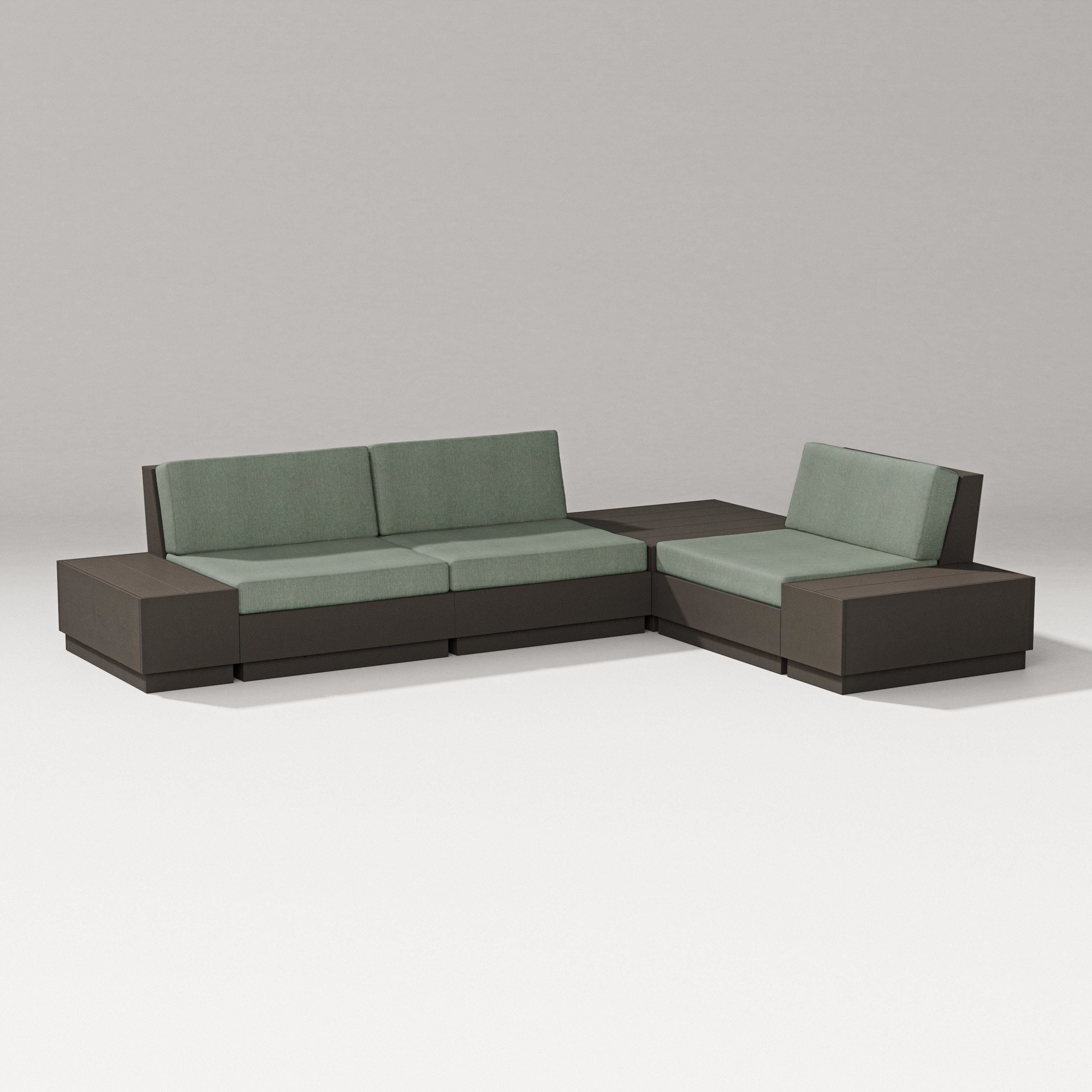 PW Designer Series Elevate 6-Piece Corner Sectional in Vintage Coffee / Cast Sage