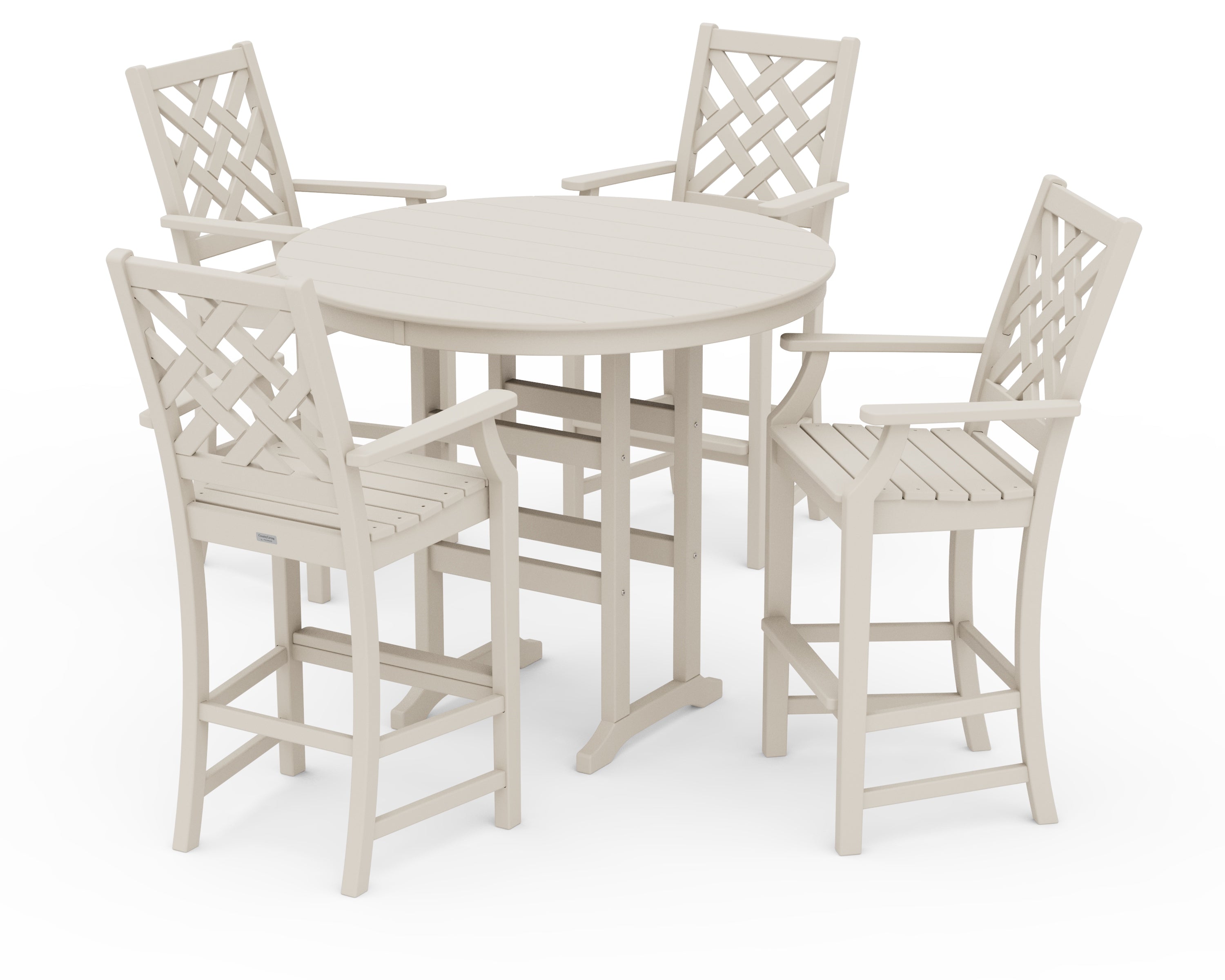 Country Living Wovendale 5-Piece Round Farmhouse Bar Set in Sand