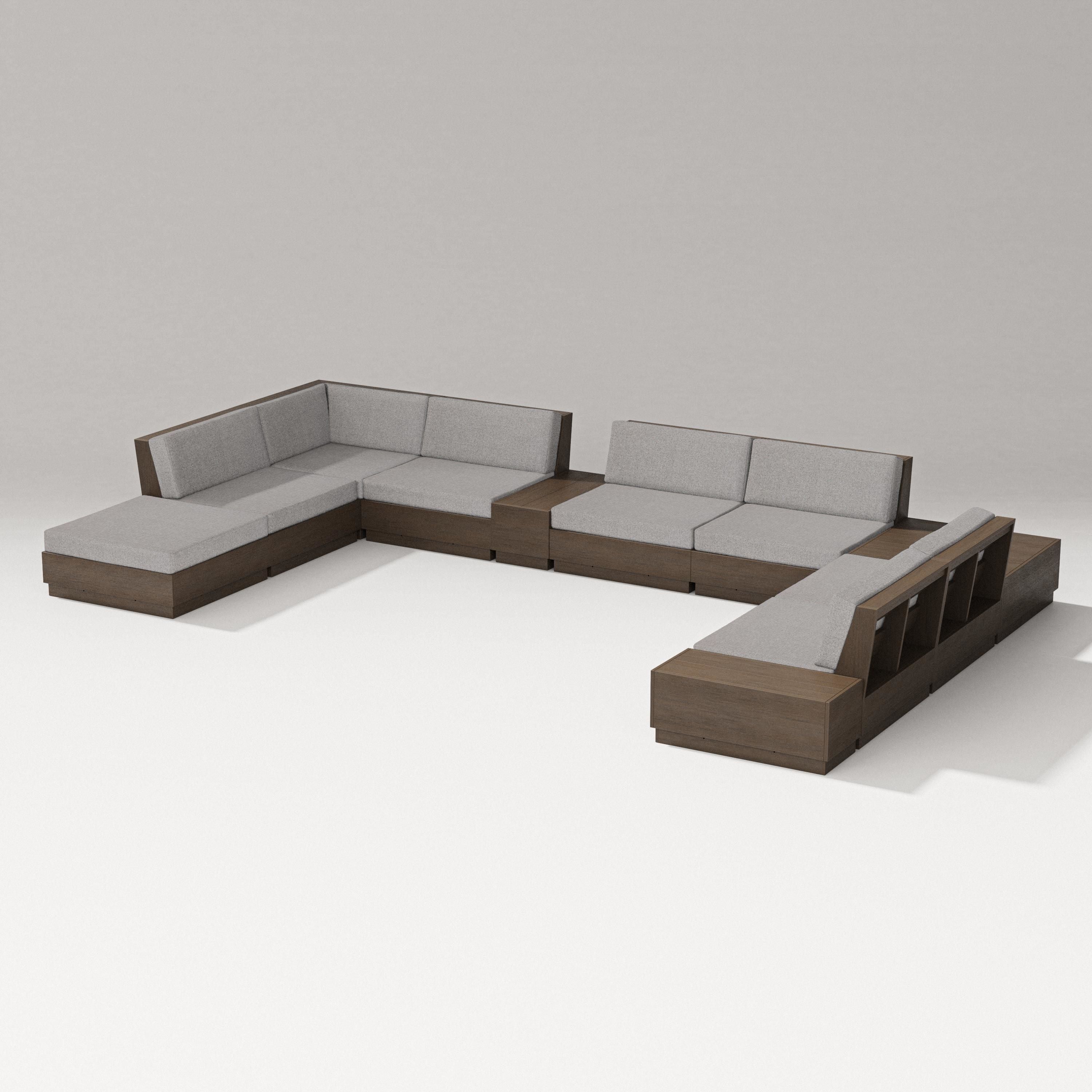 PW Designer Series Elevate 11-Piece Conversation Sectional Set in Kona / Grey Mist
