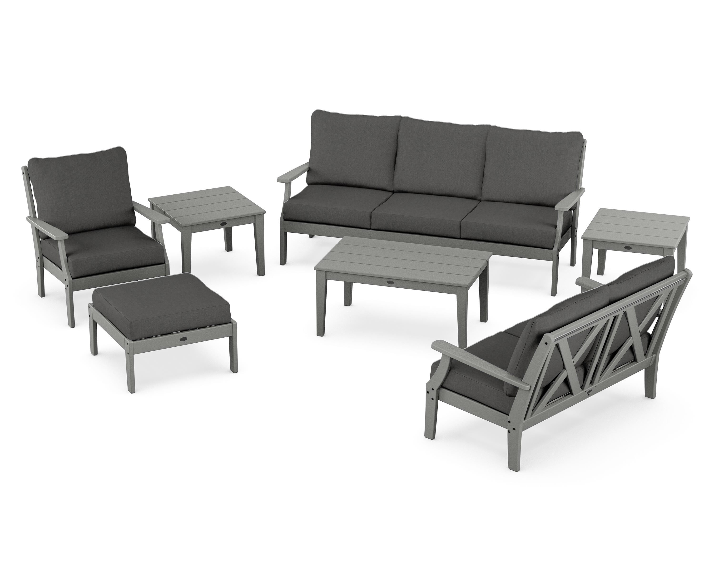 POLYWOOD Braxton 7-Piece Deep Seating Set in Slate Grey / Spectrum Carbon