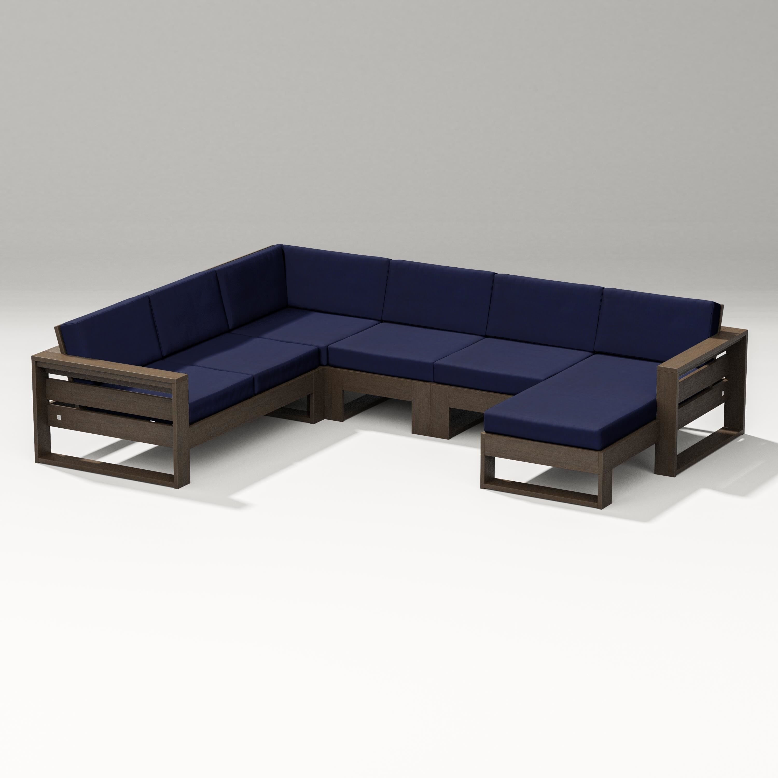 PW Designer Series Latitude Corner Sectional with Right Chaise in Kona / Navy