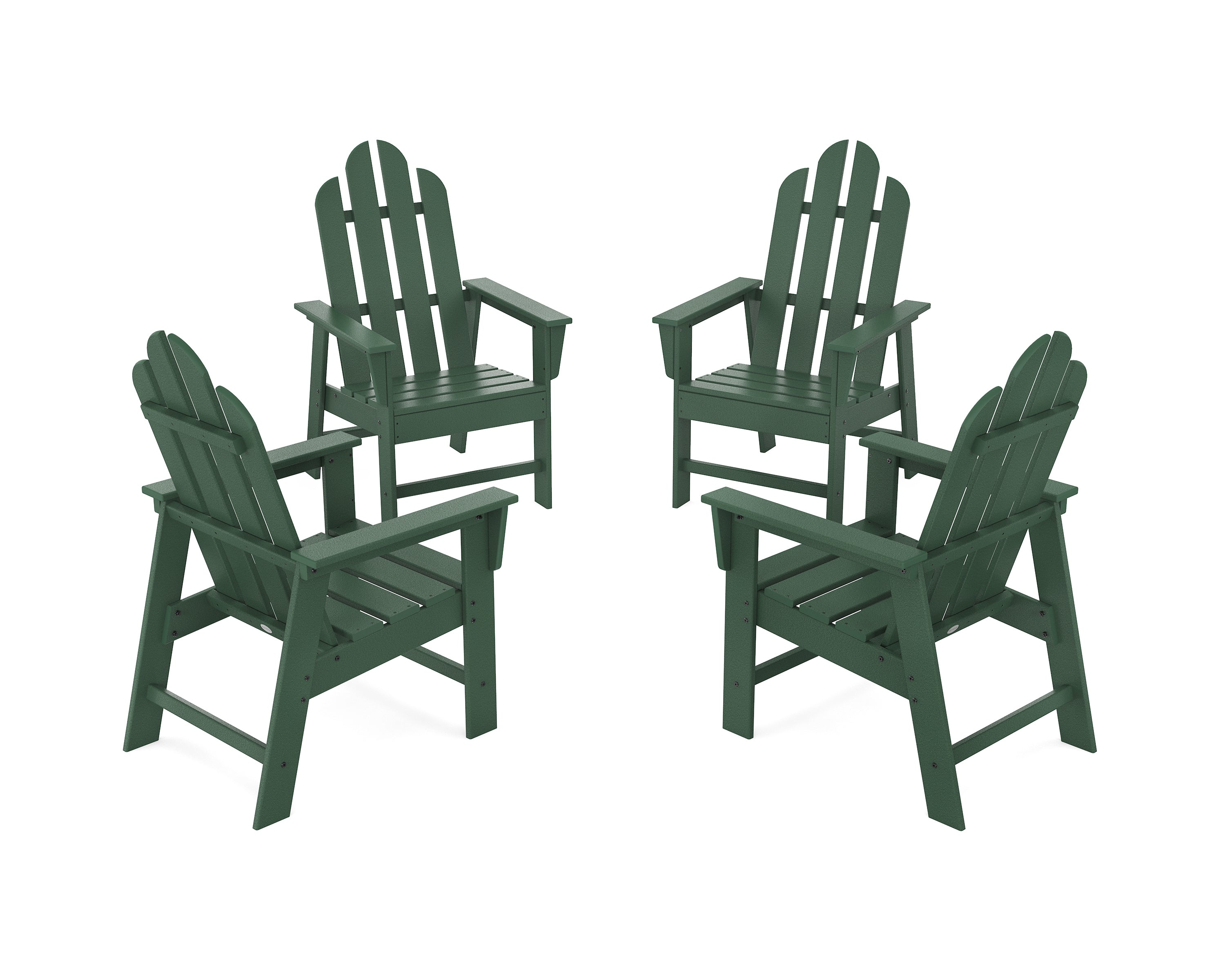POLYWOOD Long Island 4-Piece Upright Adirondack Conversation Set in Green