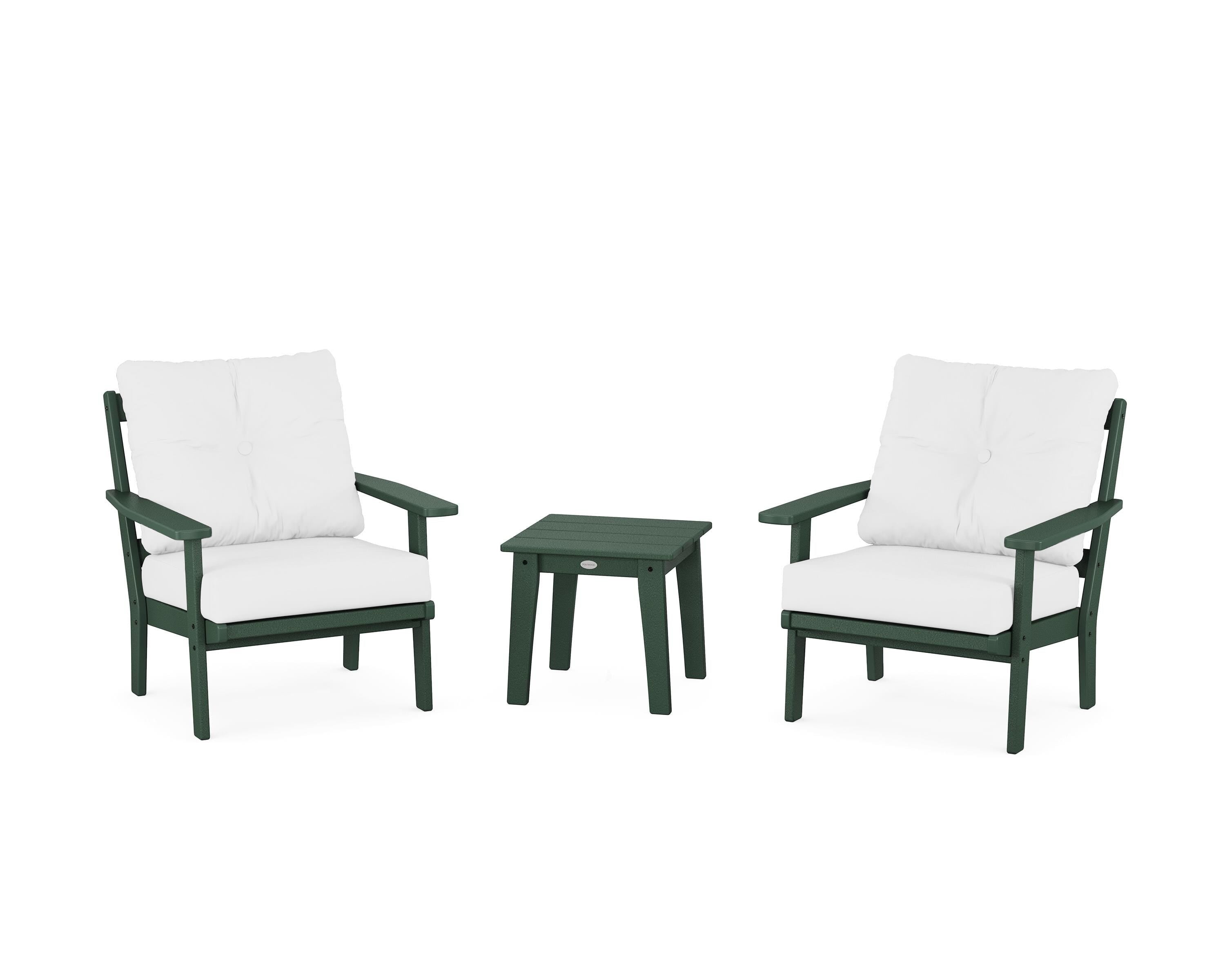 POLYWOOD Oxford 3-Piece Deep Seating Set in Green / Natural