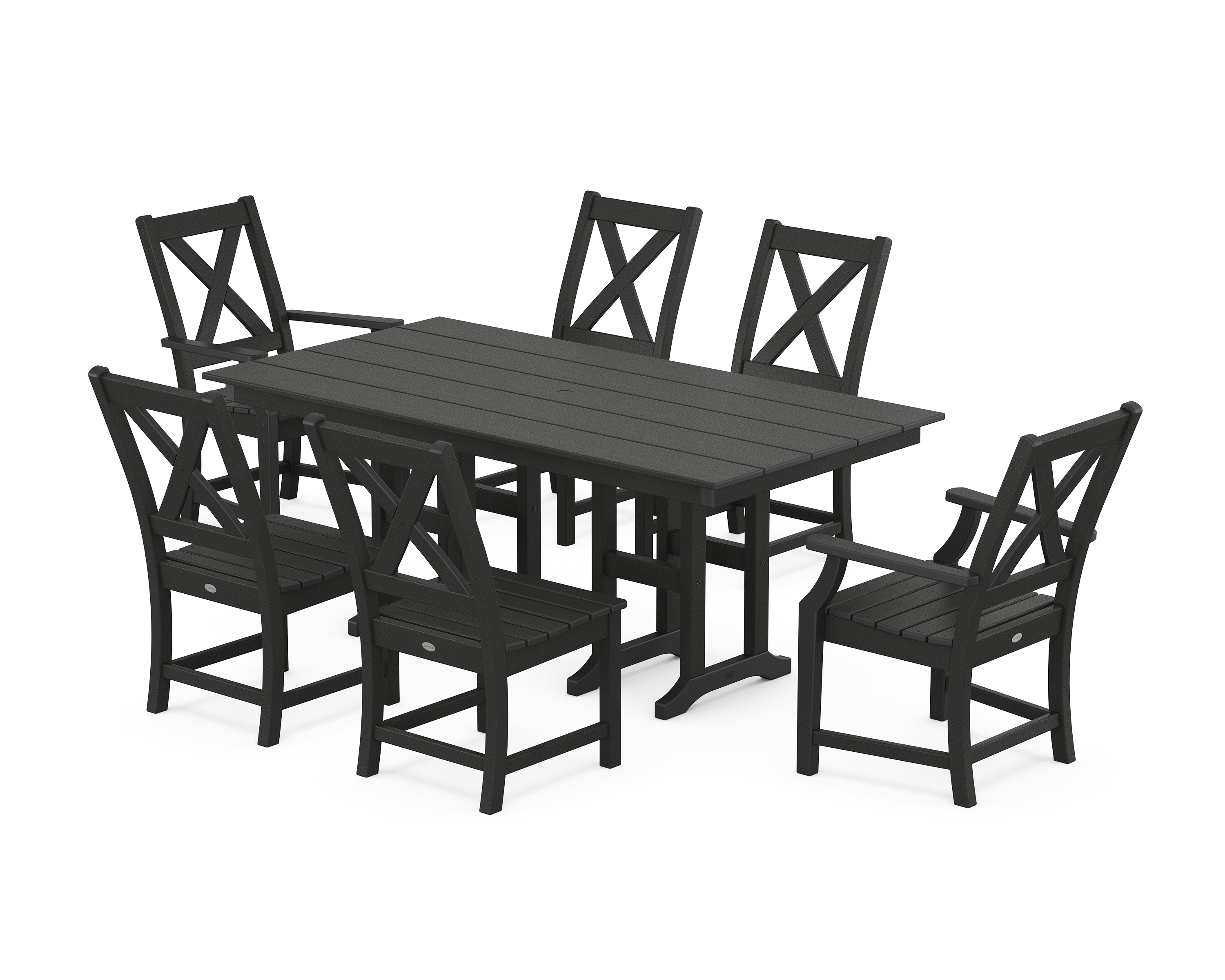 POLYWOOD Braxton 7-Piece Farmhouse Dining Set in Black