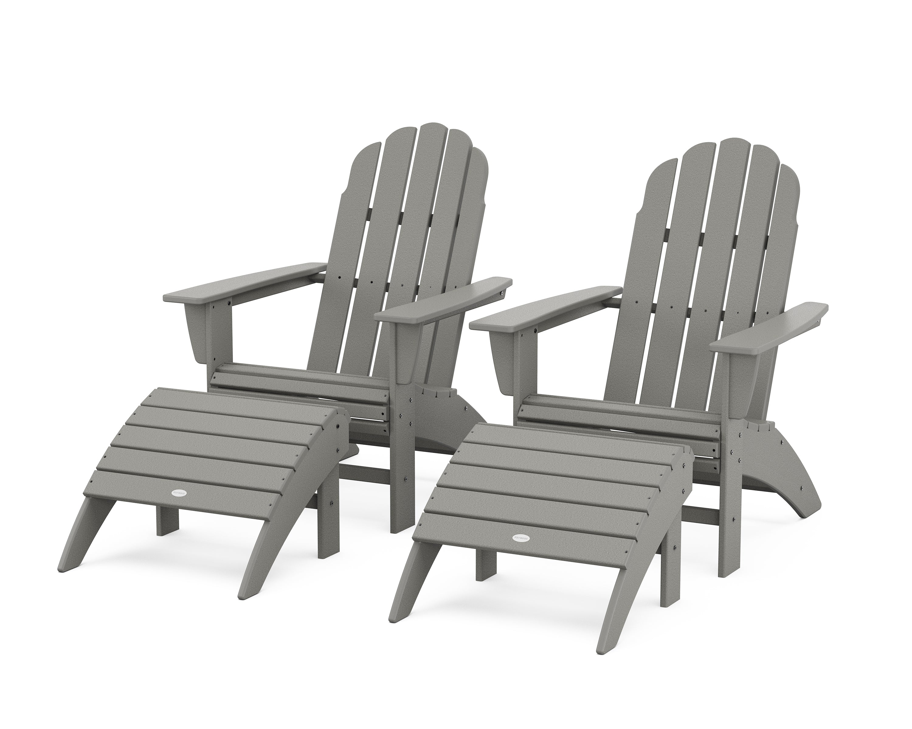 POLYWOOD® Vineyard Curveback Adirondack Chair 4-Piece Set with Ottomans in Slate Grey