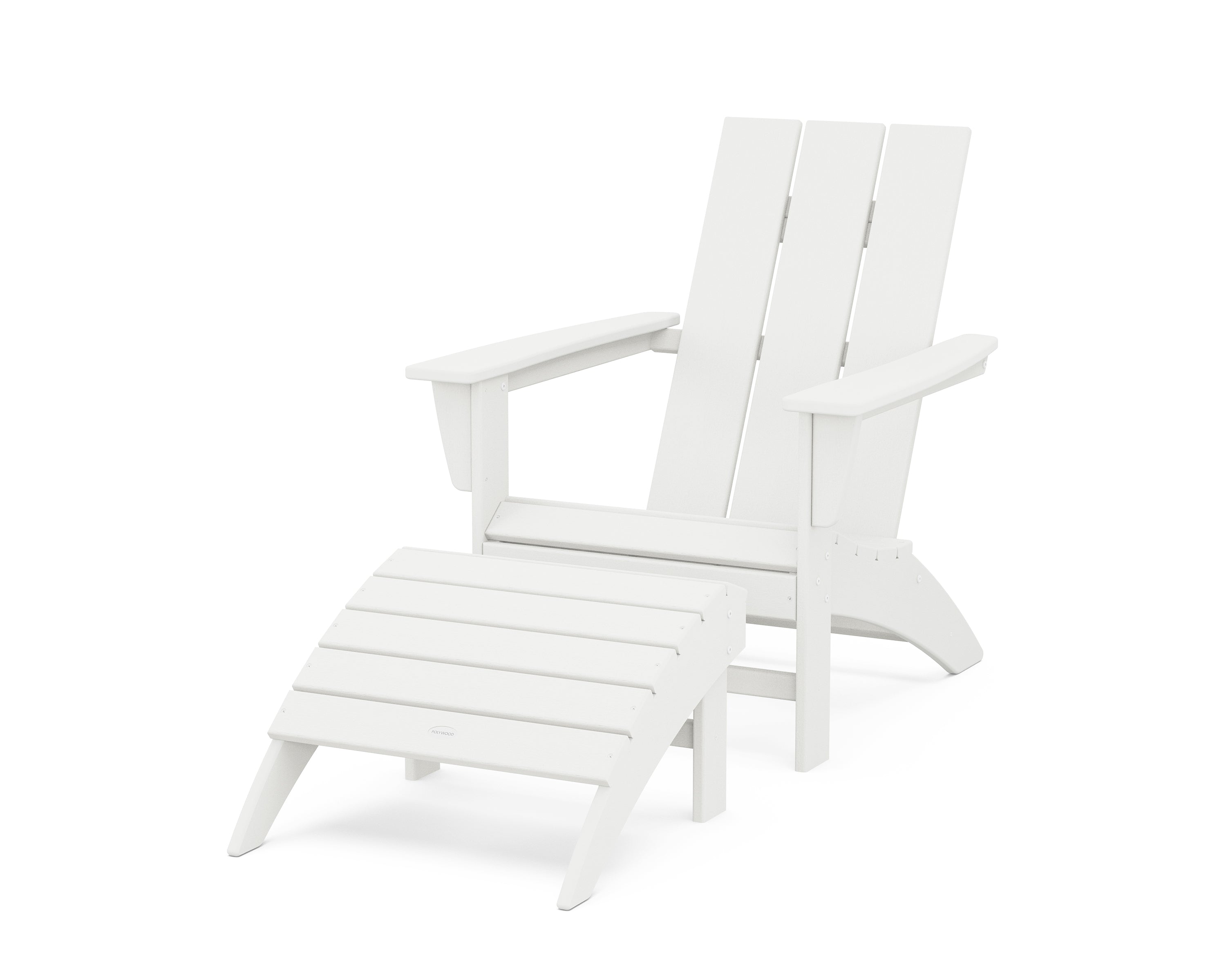 POLYWOOD® Modern Adirondack Chair 2-Piece Set with Ottoman in Vintage White