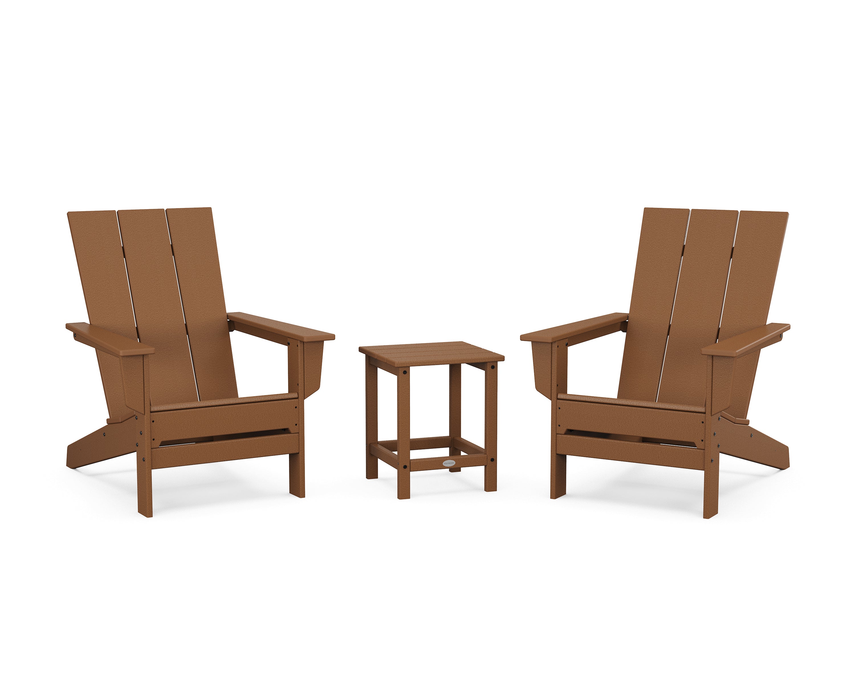 POLYWOOD 3-Piece Modern Studio Adirondack Set in Teak