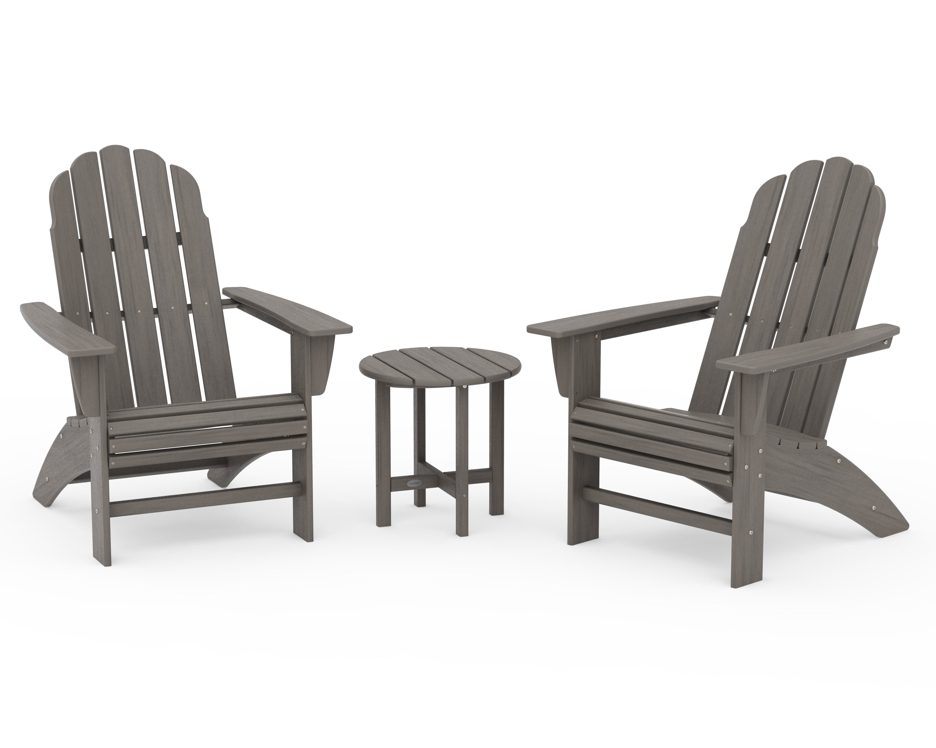 POLYWOOD Vineyard 3-Piece Curveback Adirondack Set in Driftwood