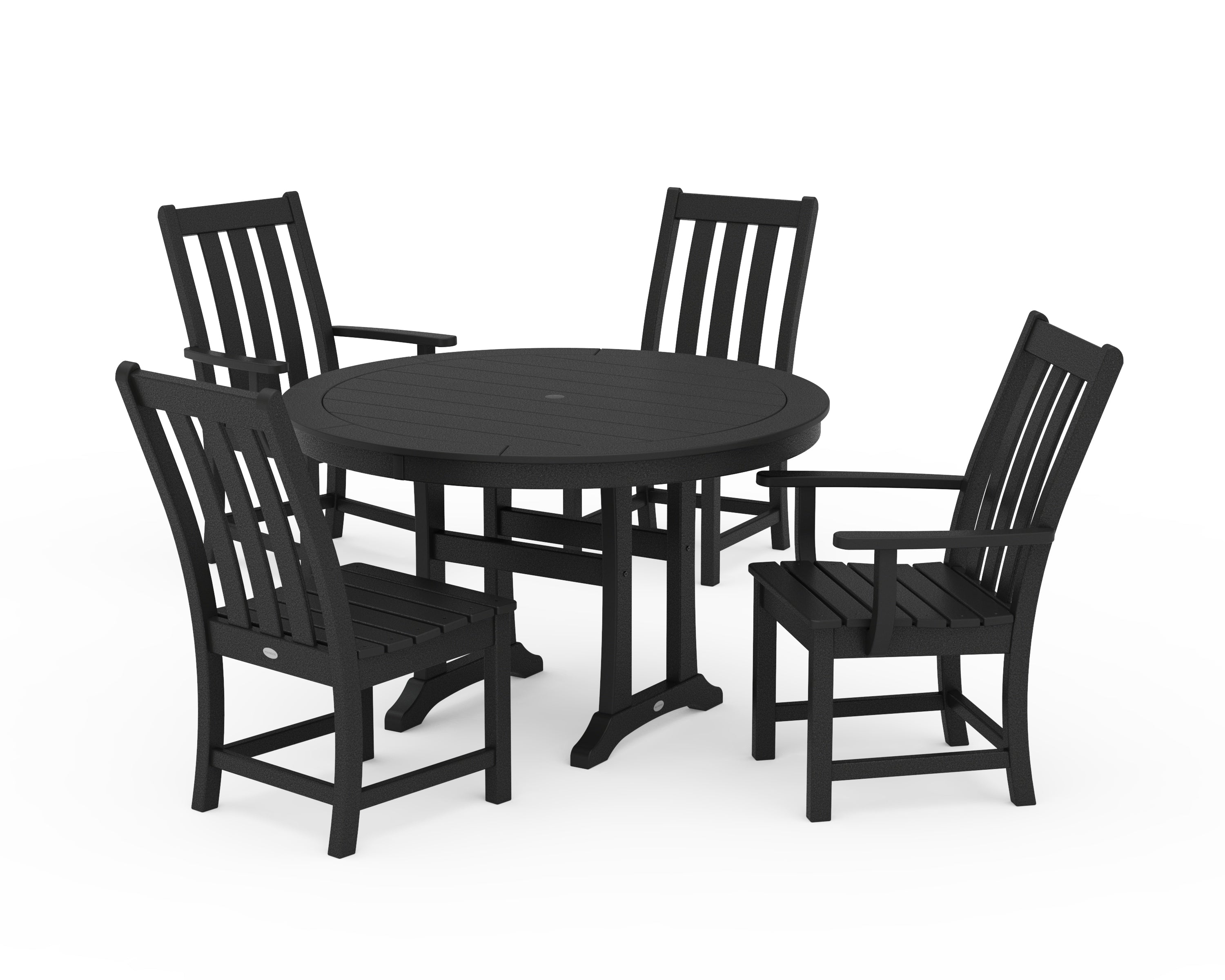 POLYWOOD Vineyard 5-Piece Nautical Trestle Dining Set in Black