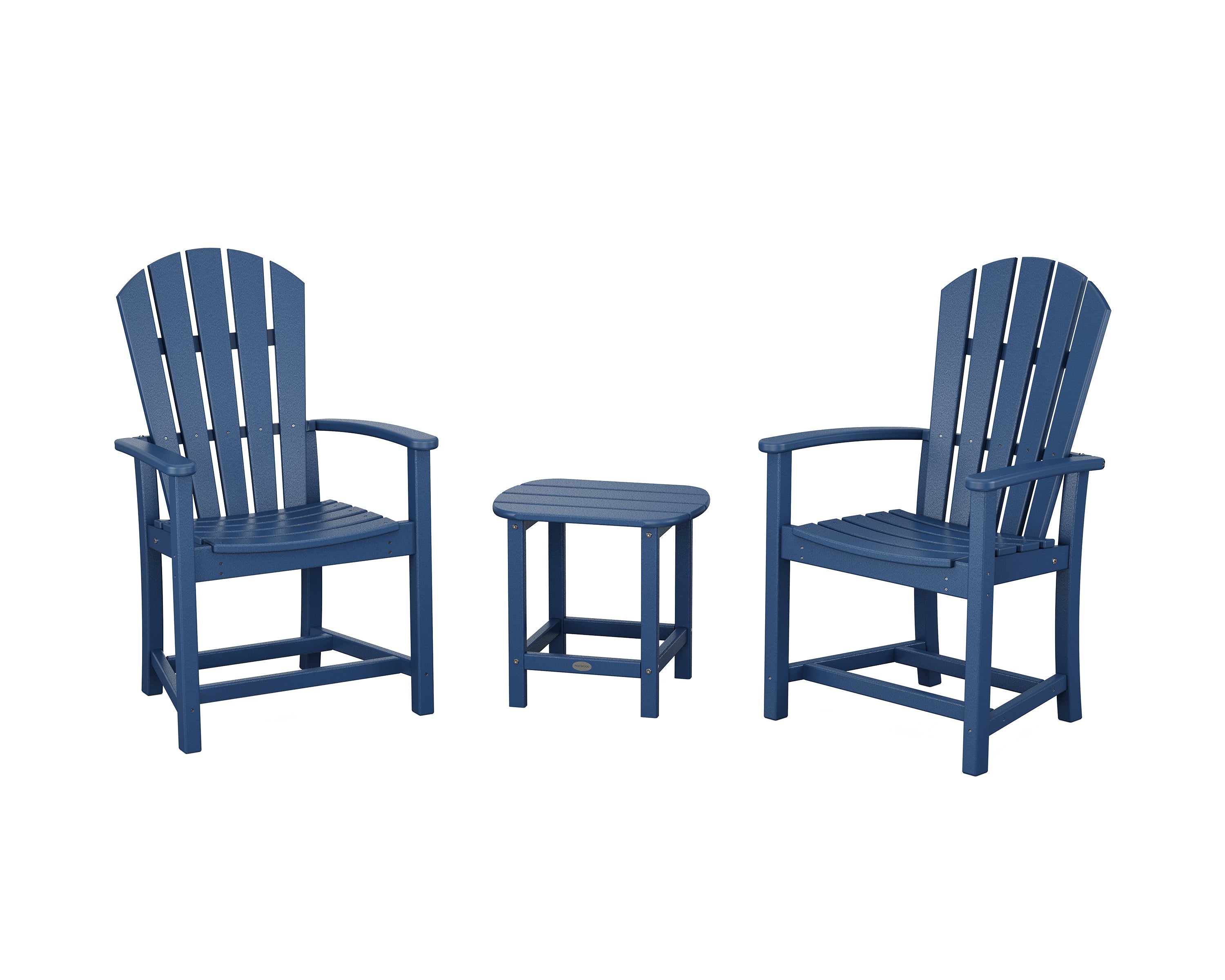 POLYWOOD Palm Coast 3-Piece Upright Adirondack Chair Set in Navy