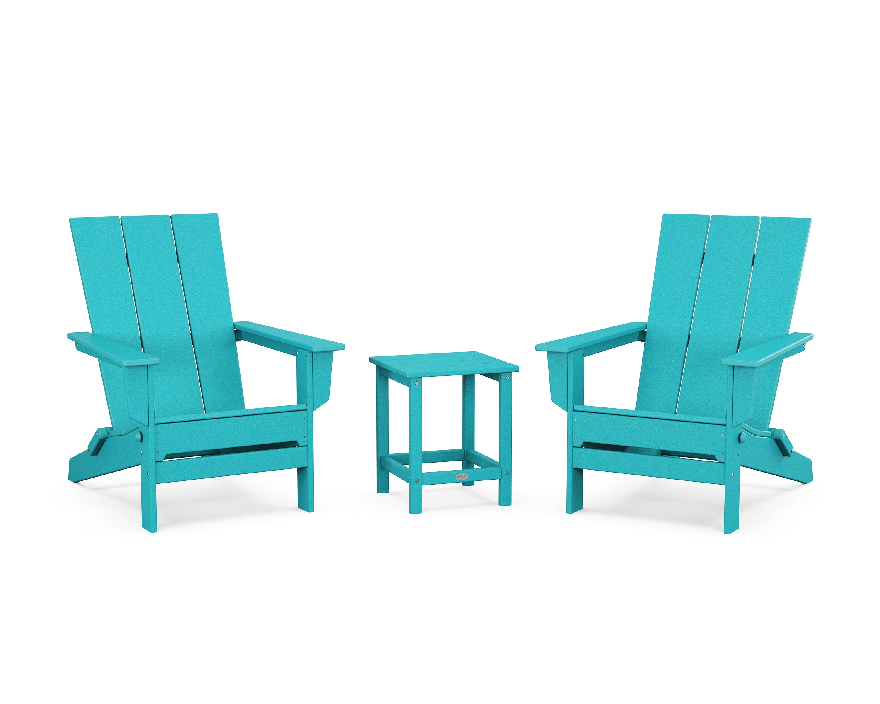 POLYWOOD 3-Piece Modern Studio Folding Adirondack Set in Aruba