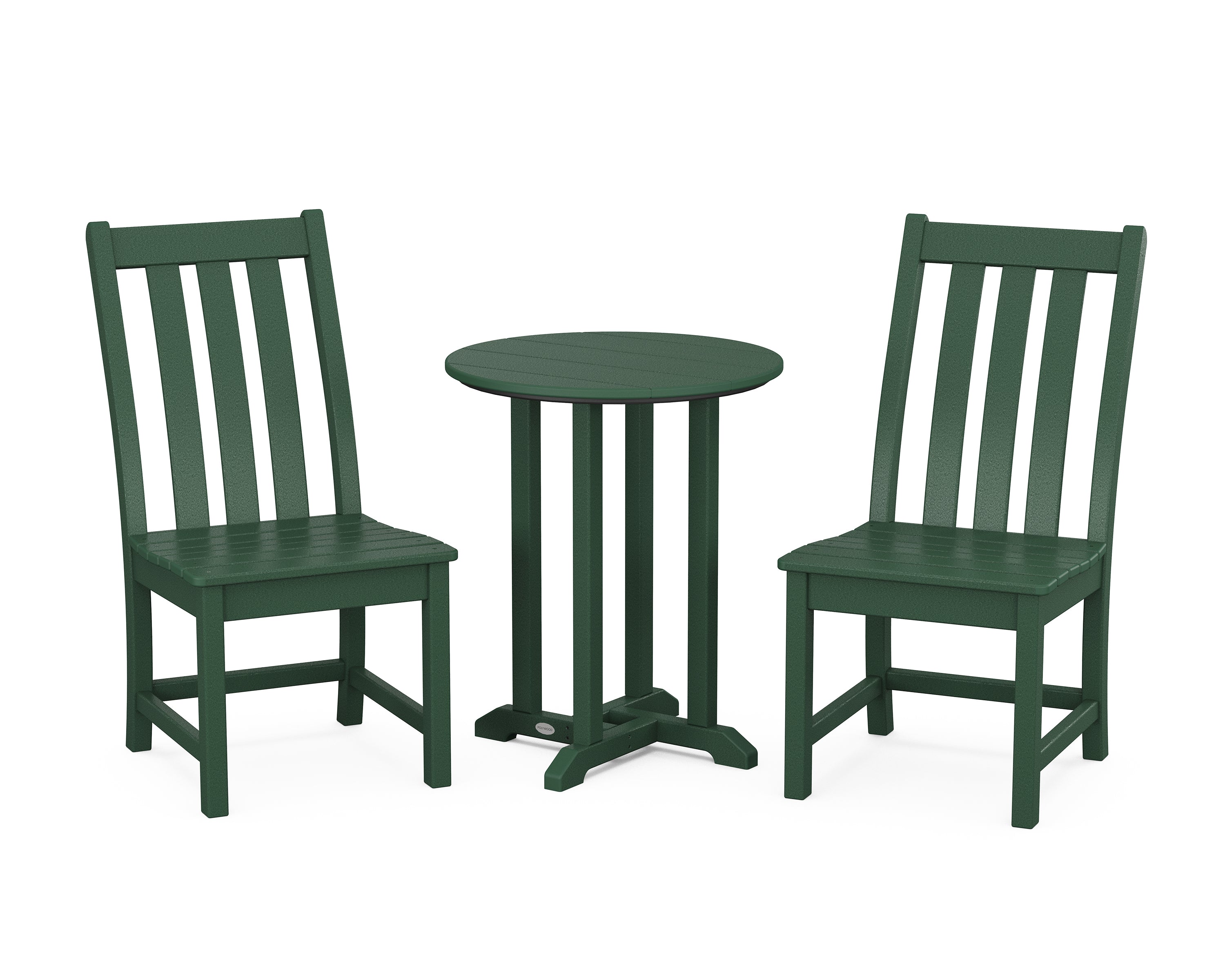 POLYWOOD Vineyard Side Chair 3-Piece Round Bistro Dining Set in Green