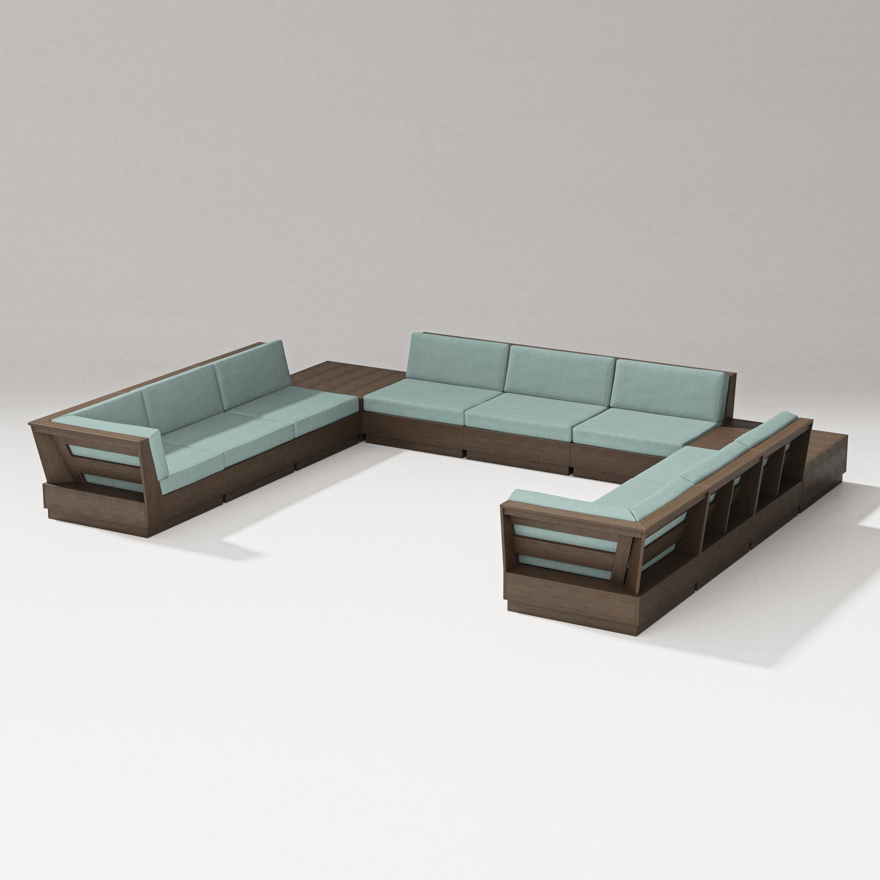 PW Designer Series Elevate 11-Piece U-Shaped Sofa Sectional in Kona / Glacier Spa