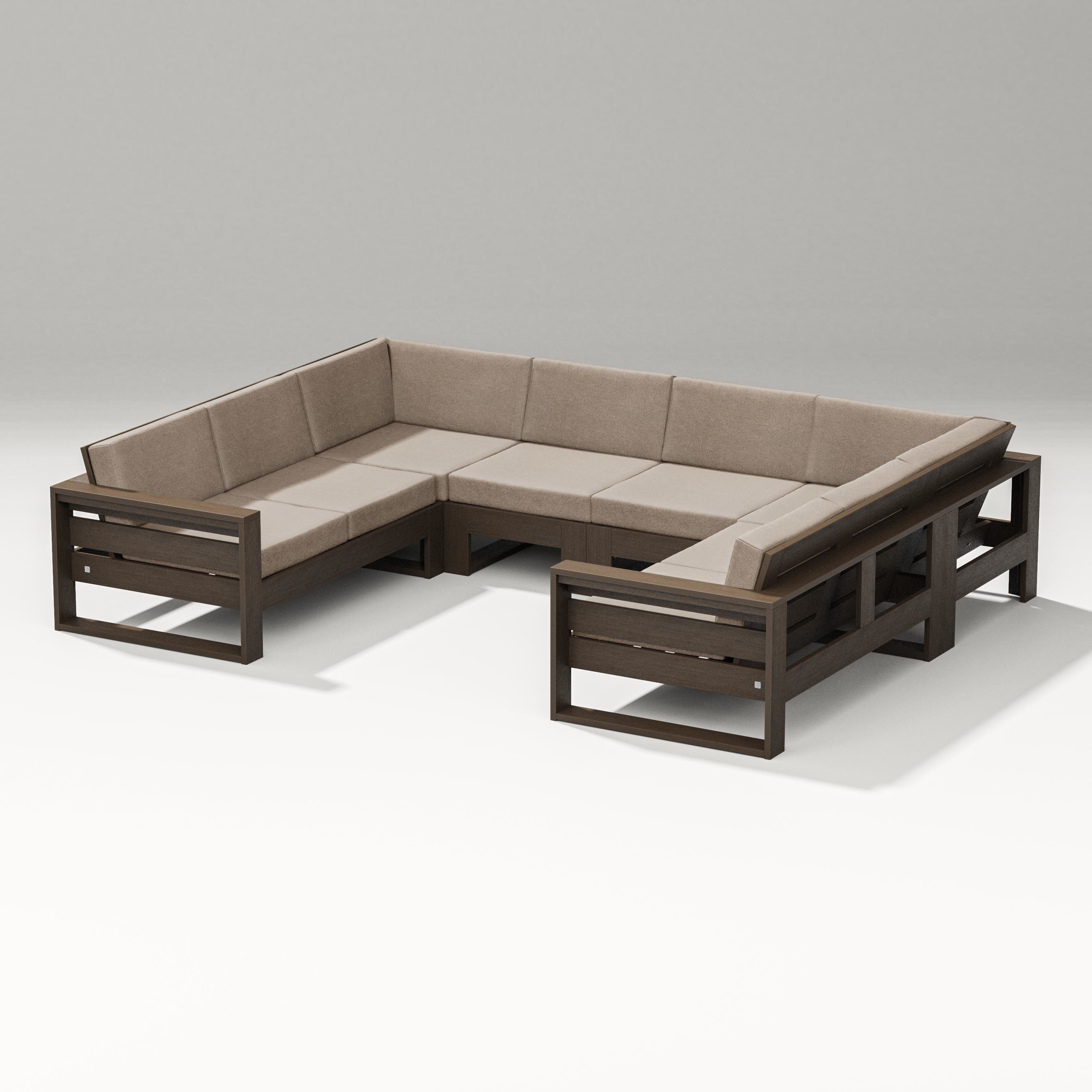 PW Designer Series Latitude U-Shaped Sectional in Kona / Spiced Burlap