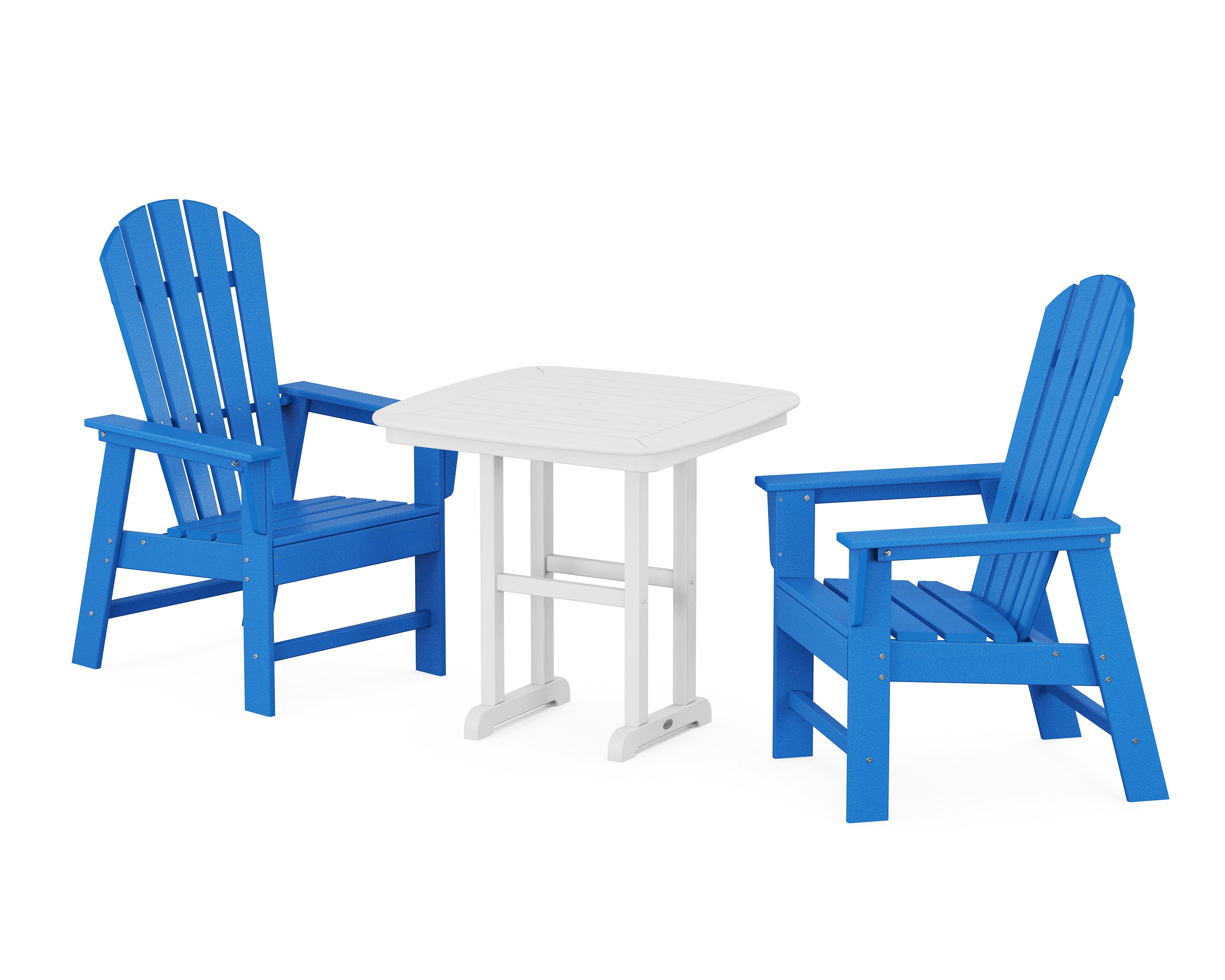 POLYWOOD South Beach 3-Piece Dining Set in Pacific Blue / White