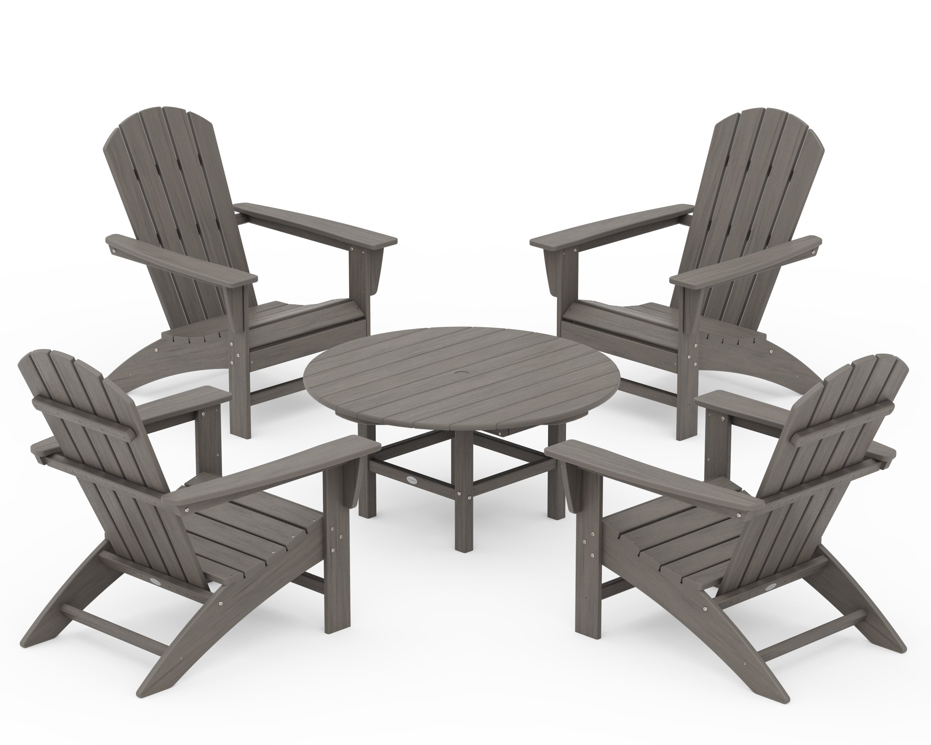 POLYWOOD Nautical 5-Piece Adirondack Chair Conversation Set in Driftwood