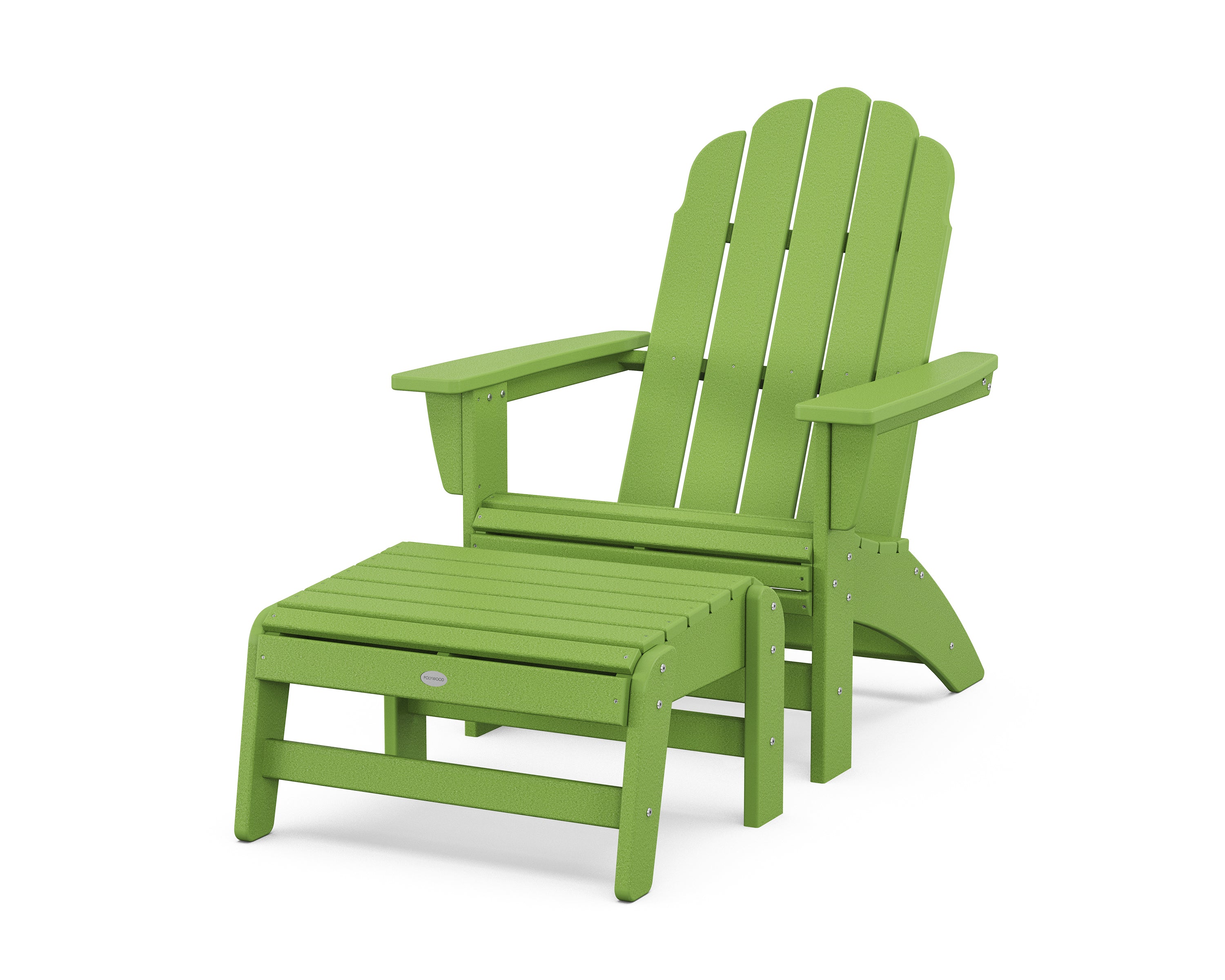 POLYWOOD Vineyard Grand Adirondack Chair with Ottoman in Lime