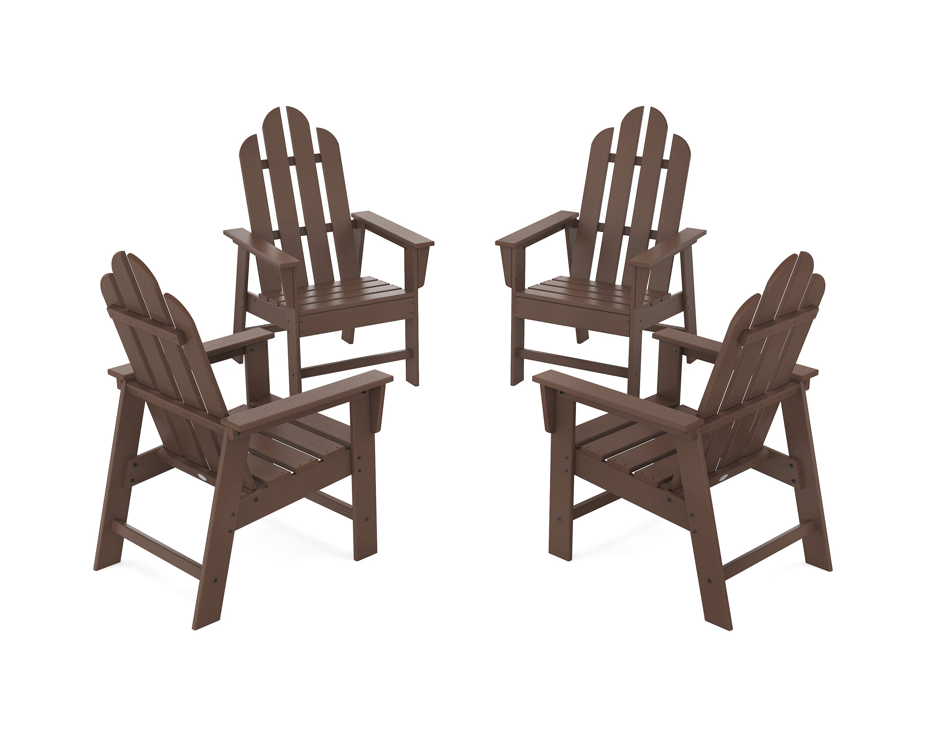 POLYWOOD Long Island 4-Piece Upright Adirondack Conversation Set in Mahogany