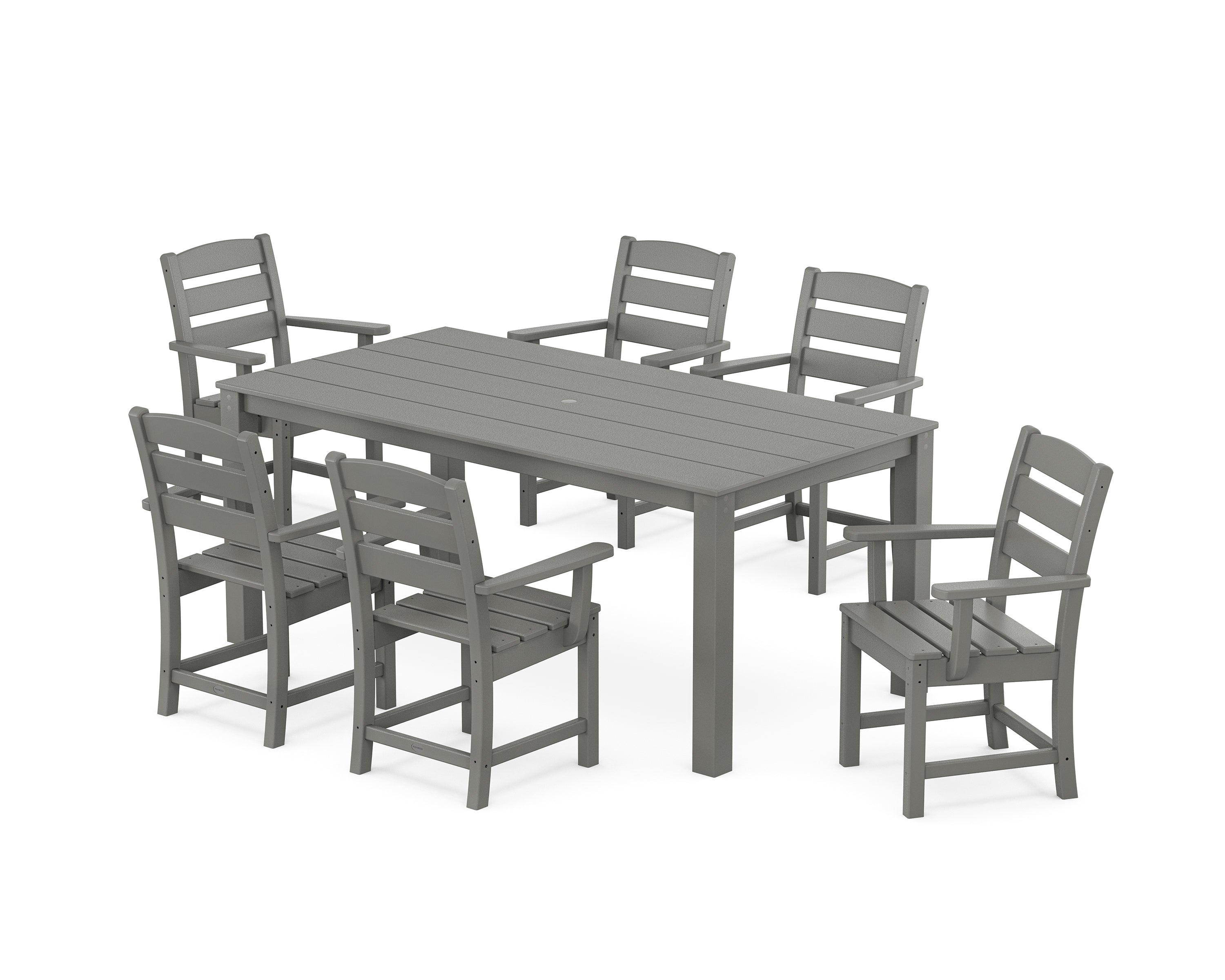 POLYWOOD Lakeside Arm Chair 7-Piece Parsons Dining Set in Slate Grey