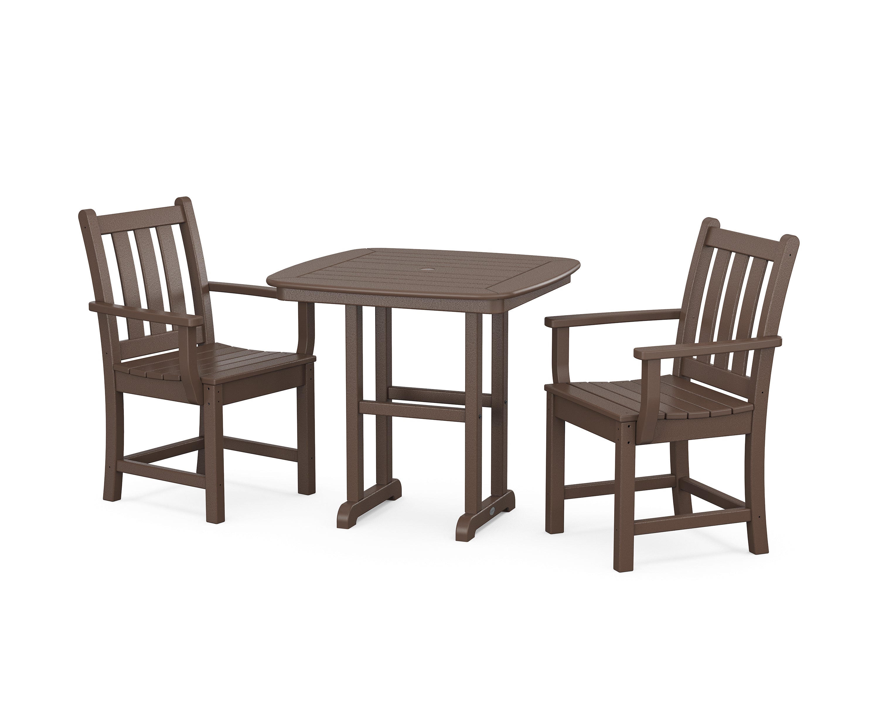 POLYWOOD Traditional Garden 3-Piece Dining Set in Mahogany