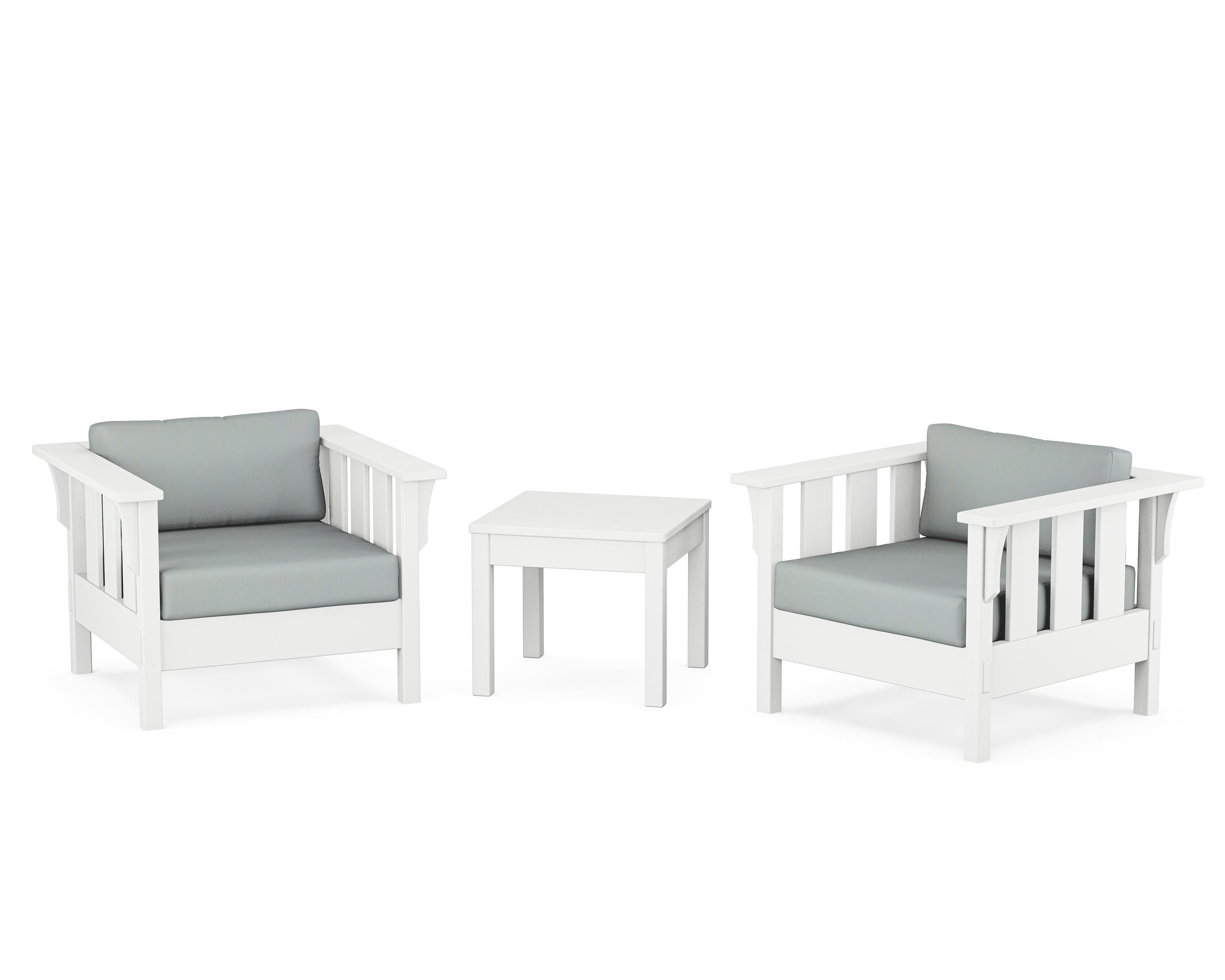Martha Stewart by POLYWOOD Acadia 3-Piece Deep Seating Set in White / Spa