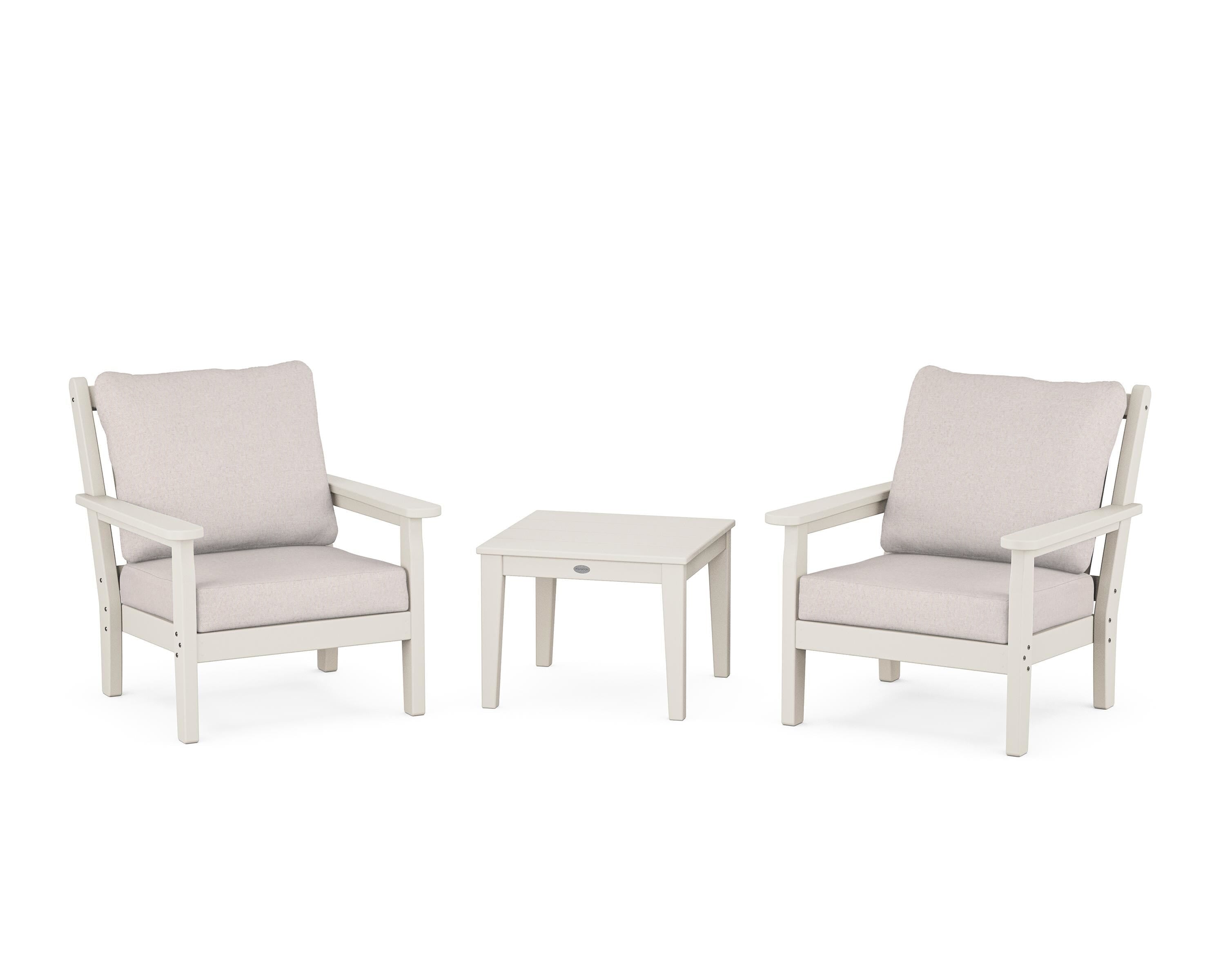 POLYWOOD Chippendale 3-Piece Deep Seating Set in Sand / Dune Burlap