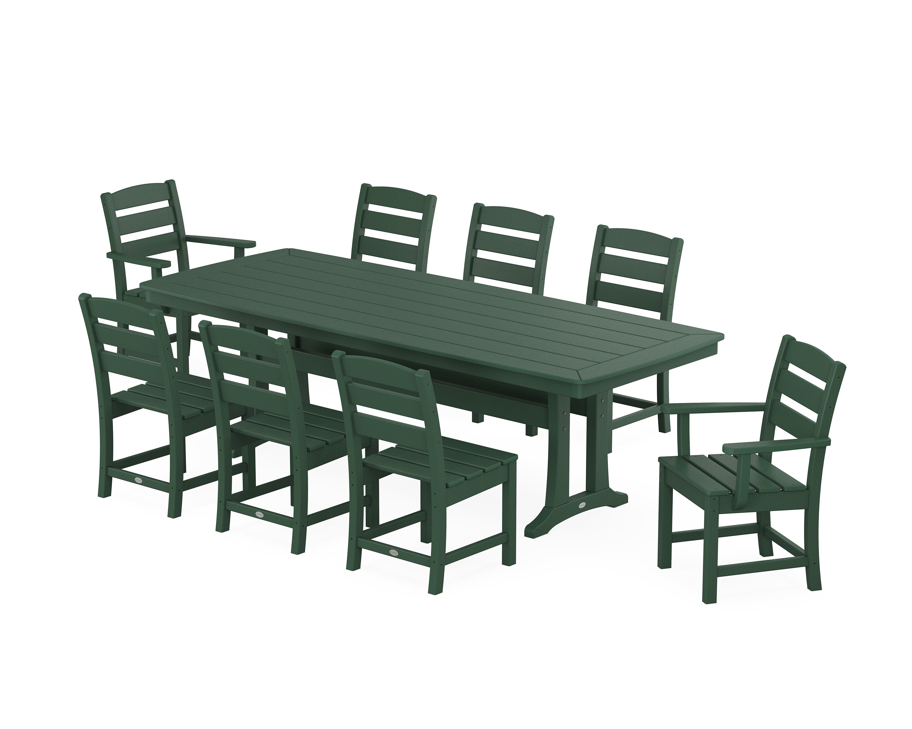 POLYWOOD® Lakeside 9-Piece Dining Set with Trestle Legs in Green