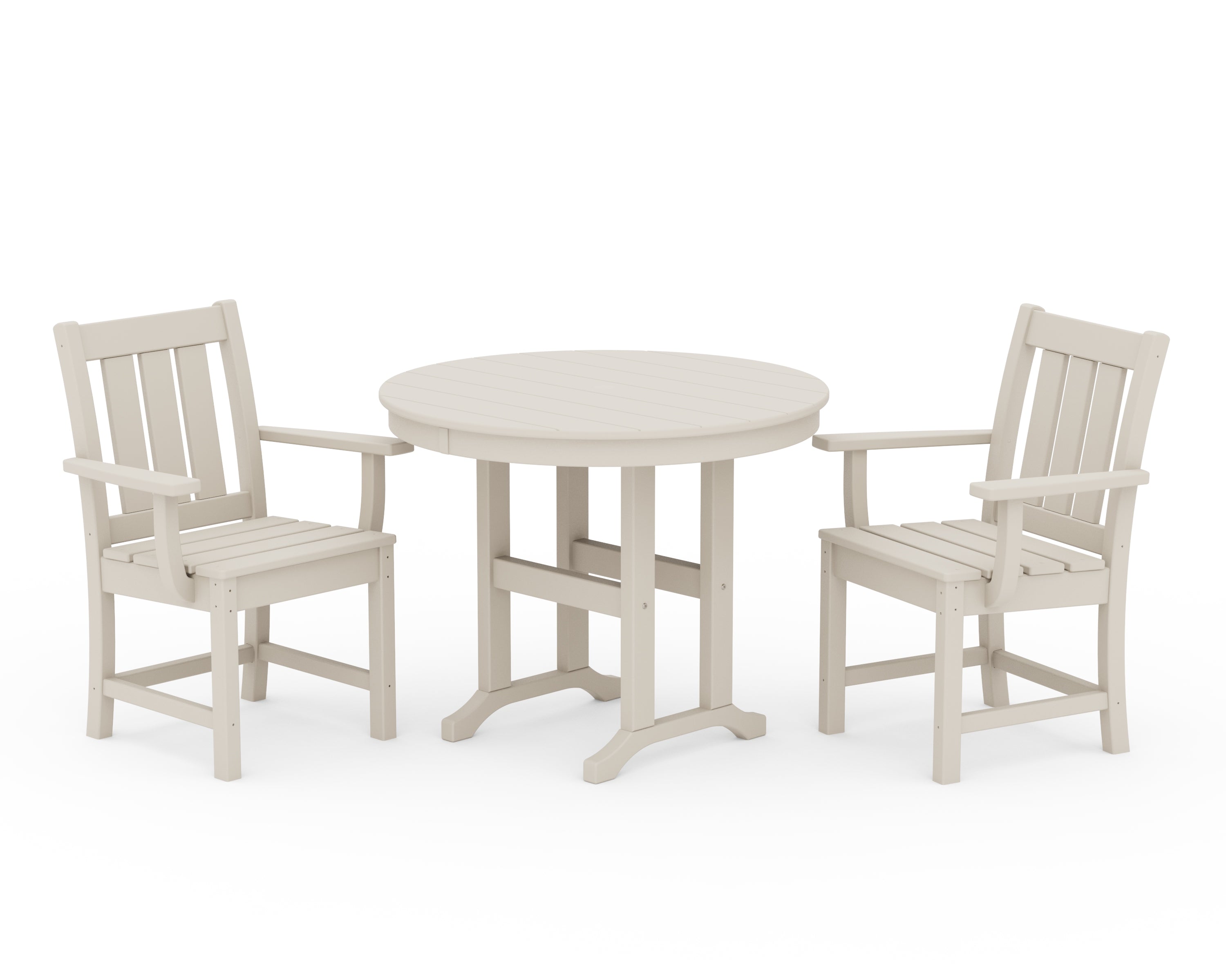 POLYWOOD Oxford 3-Piece Farmhouse Dining Set in Sand