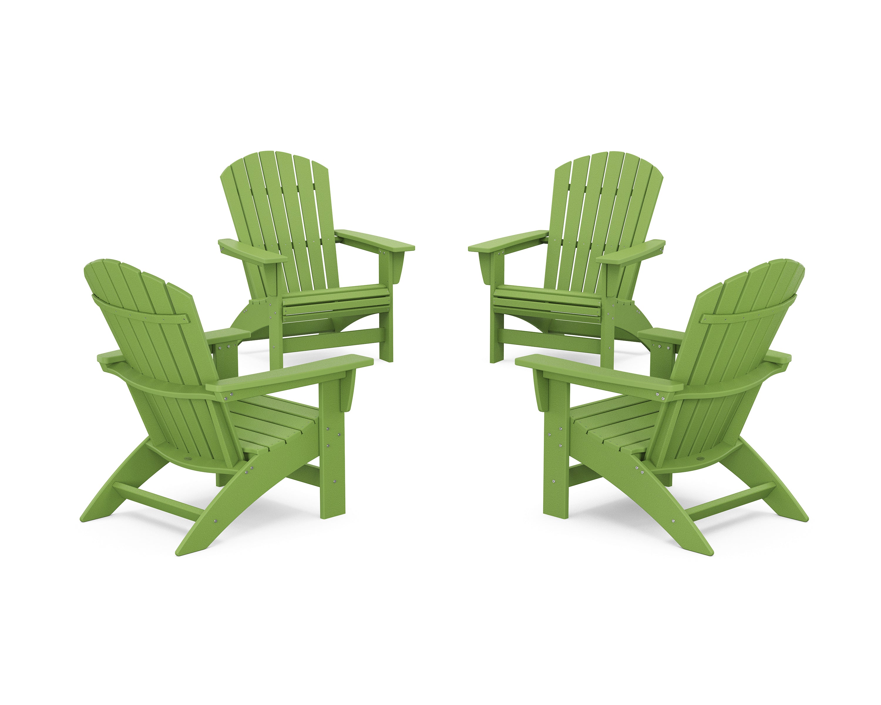 POLYWOOD 4-Piece Nautical Grand Adirondack Chair Conversation Set in Lime