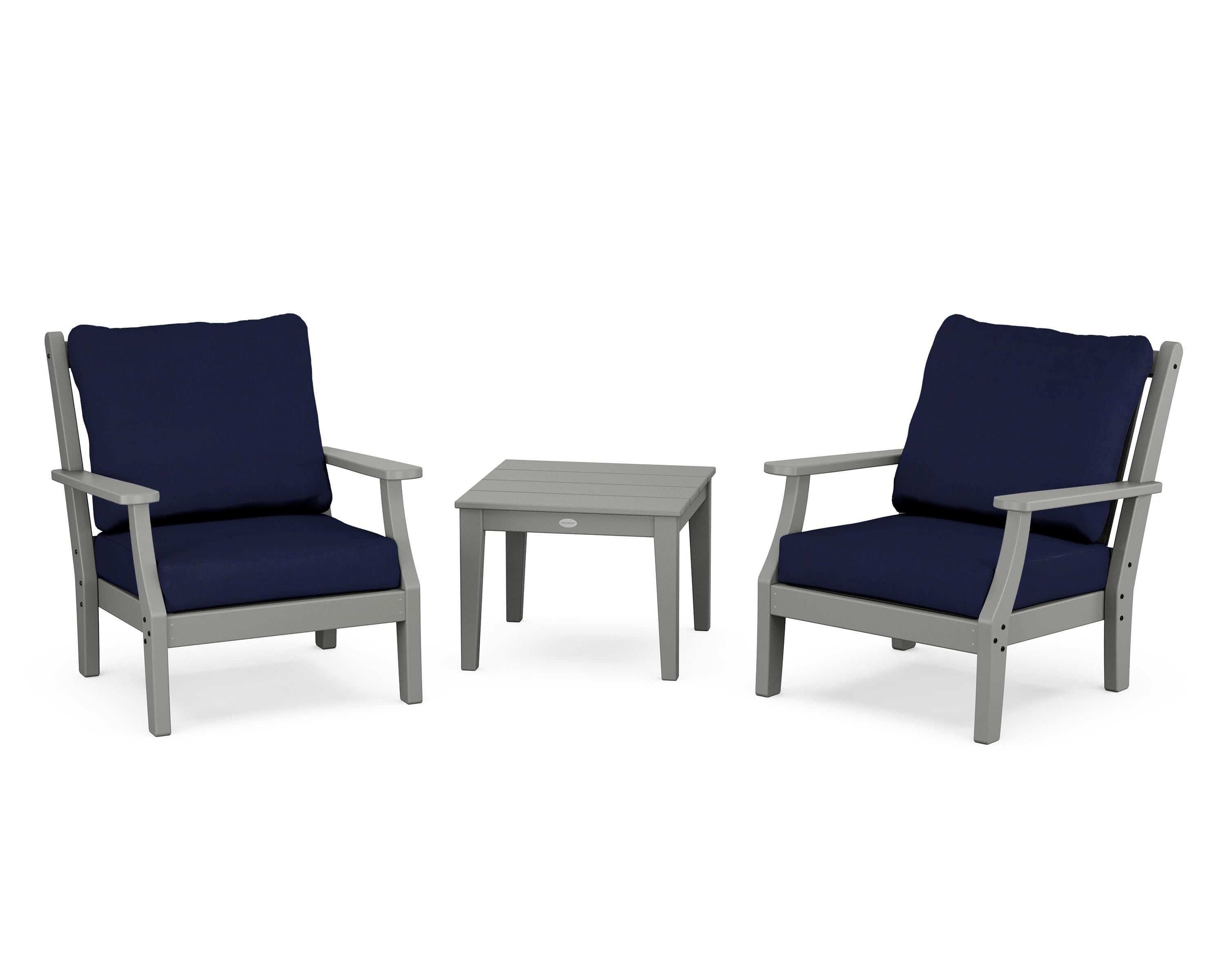 Country Living Wovendale 3-Piece Deep Seating Set in Slate Grey / Navy