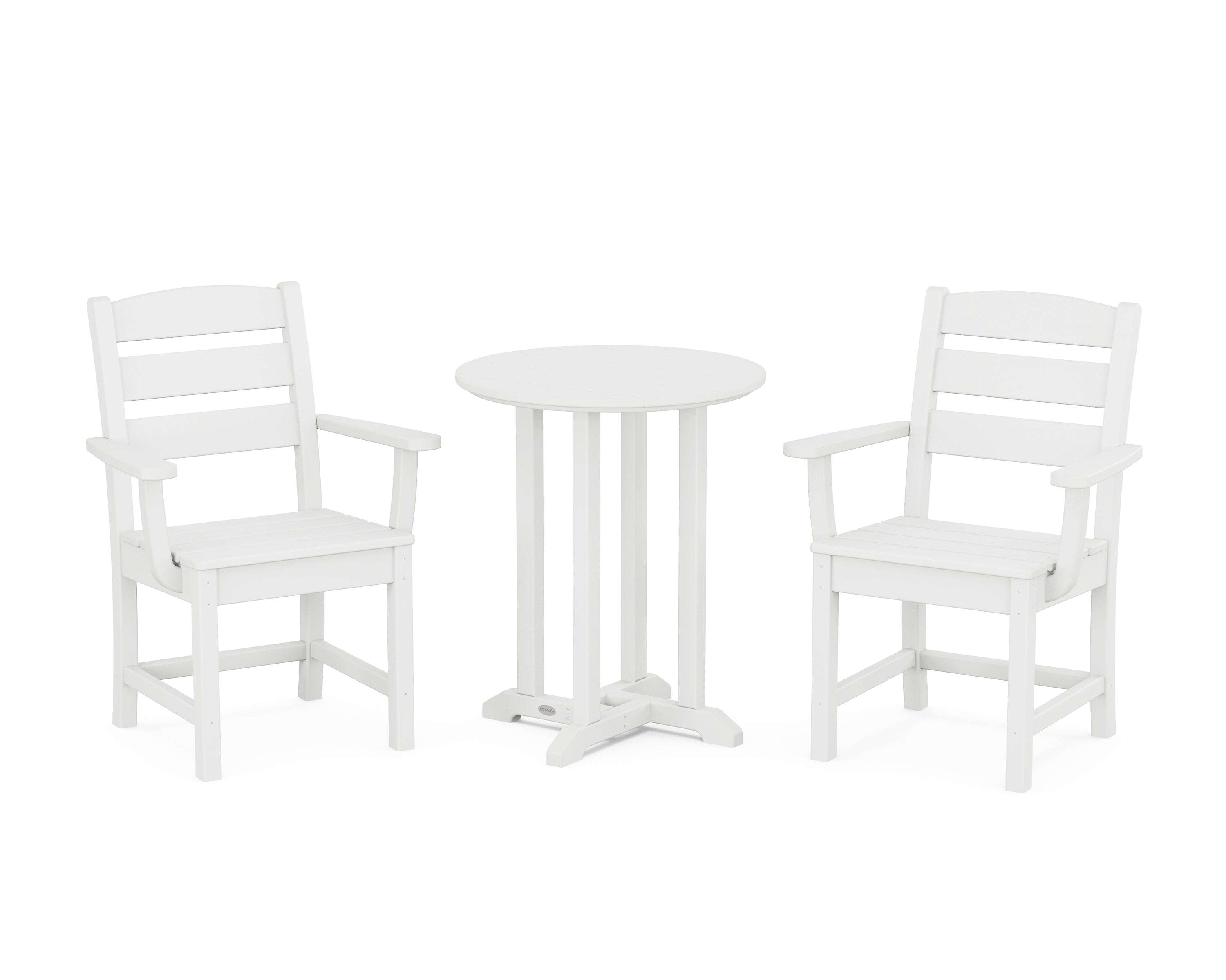 POLYWOOD Lakeside 3-Piece Round Bistro Dining Set in White