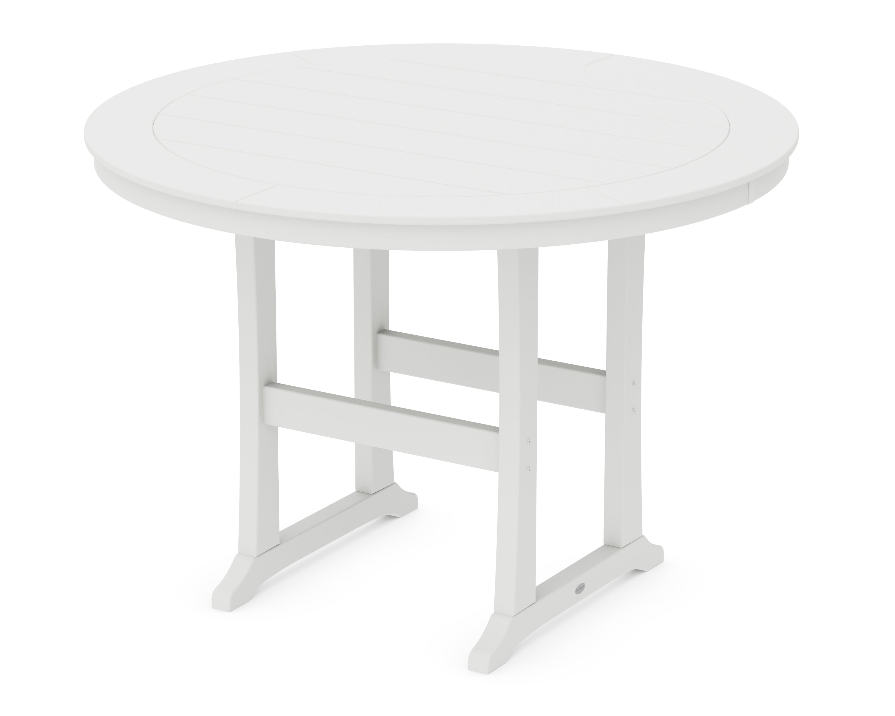 POLYWOOD Nautical Trestle 60” Round Bar Table in White