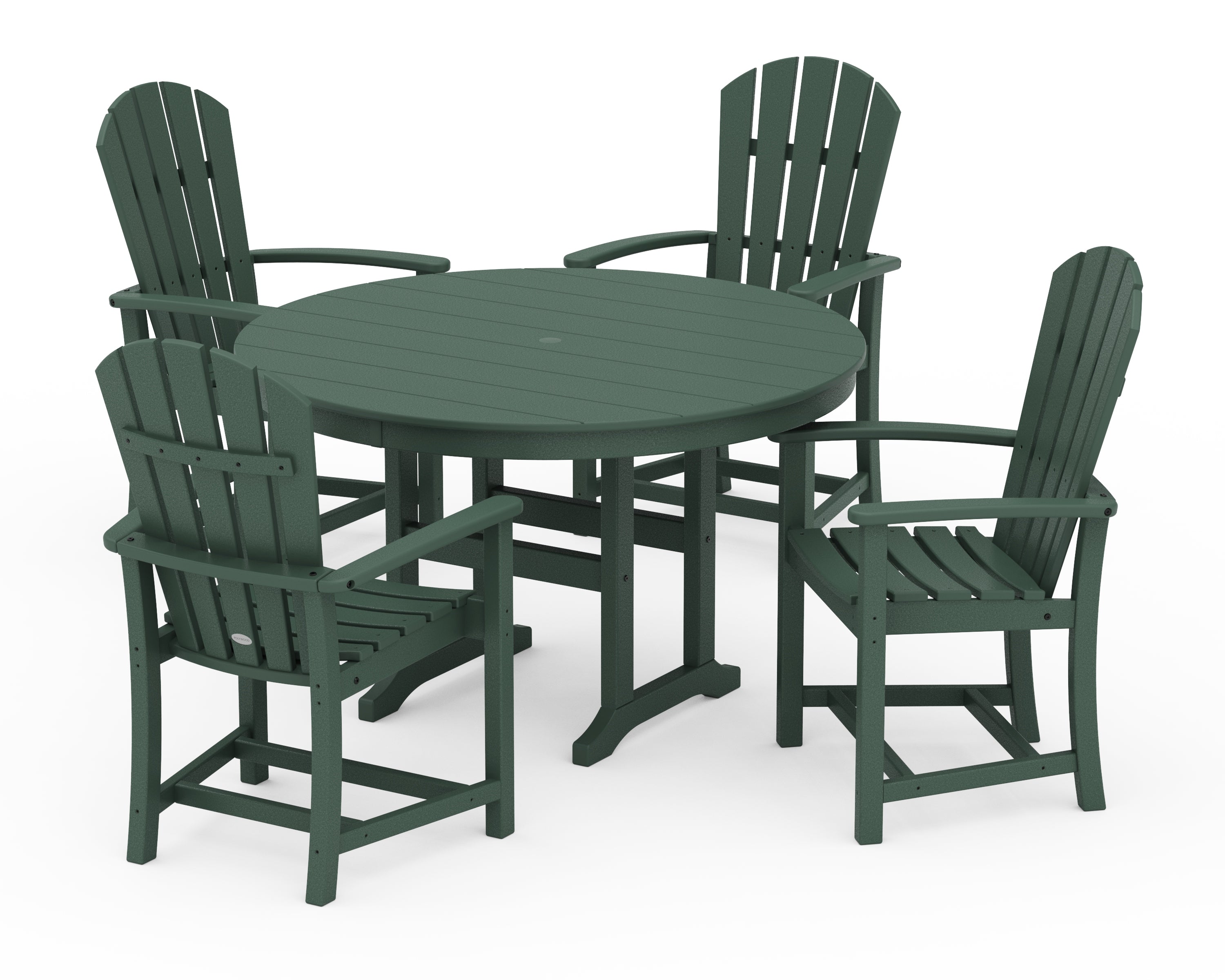 POLYWOOD Palm Coast 5-Piece Round Farmhouse Dining Set in Green