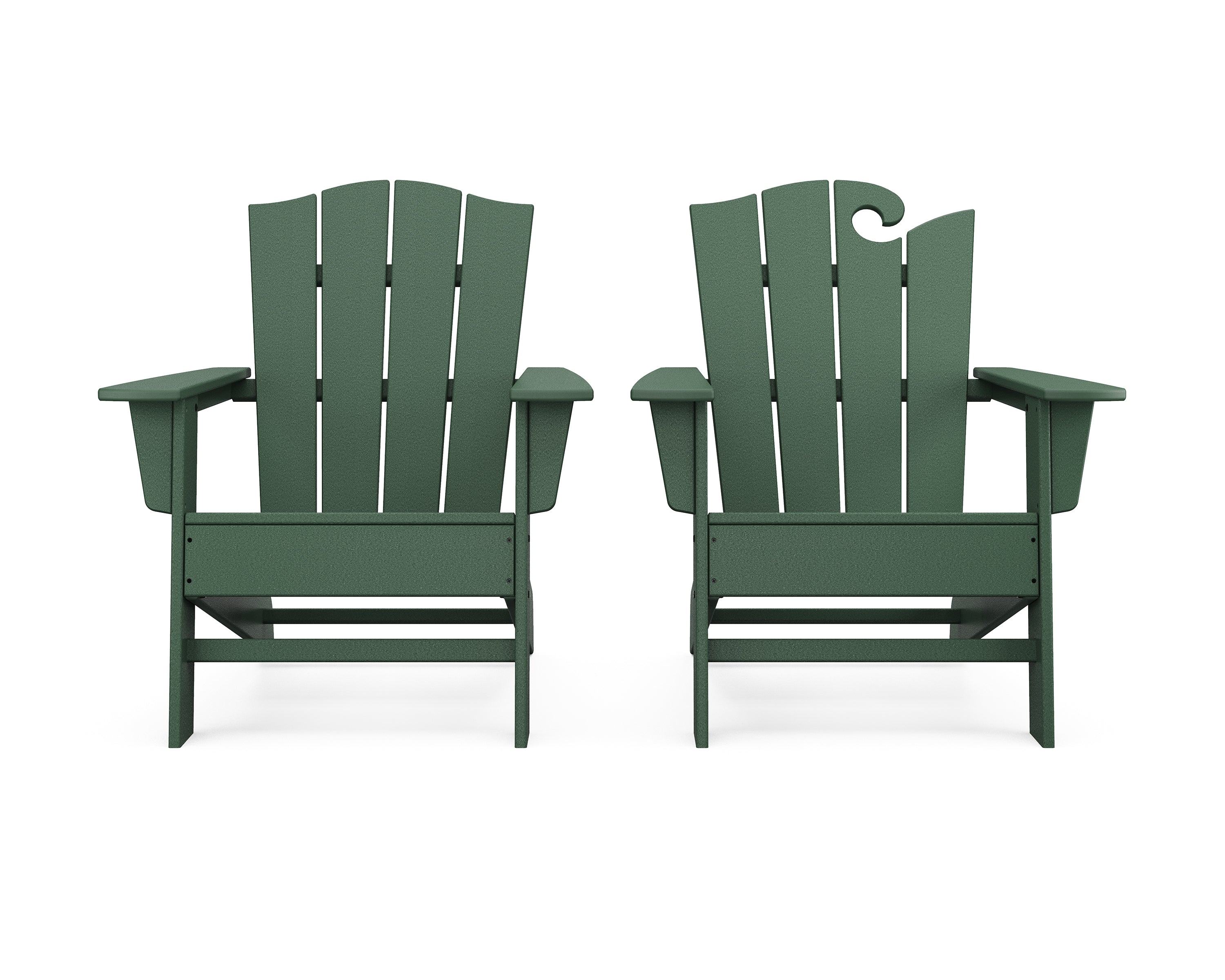 POLYWOOD Wave 2-Piece Adirondack Chair Set with The Crest Chair in Green