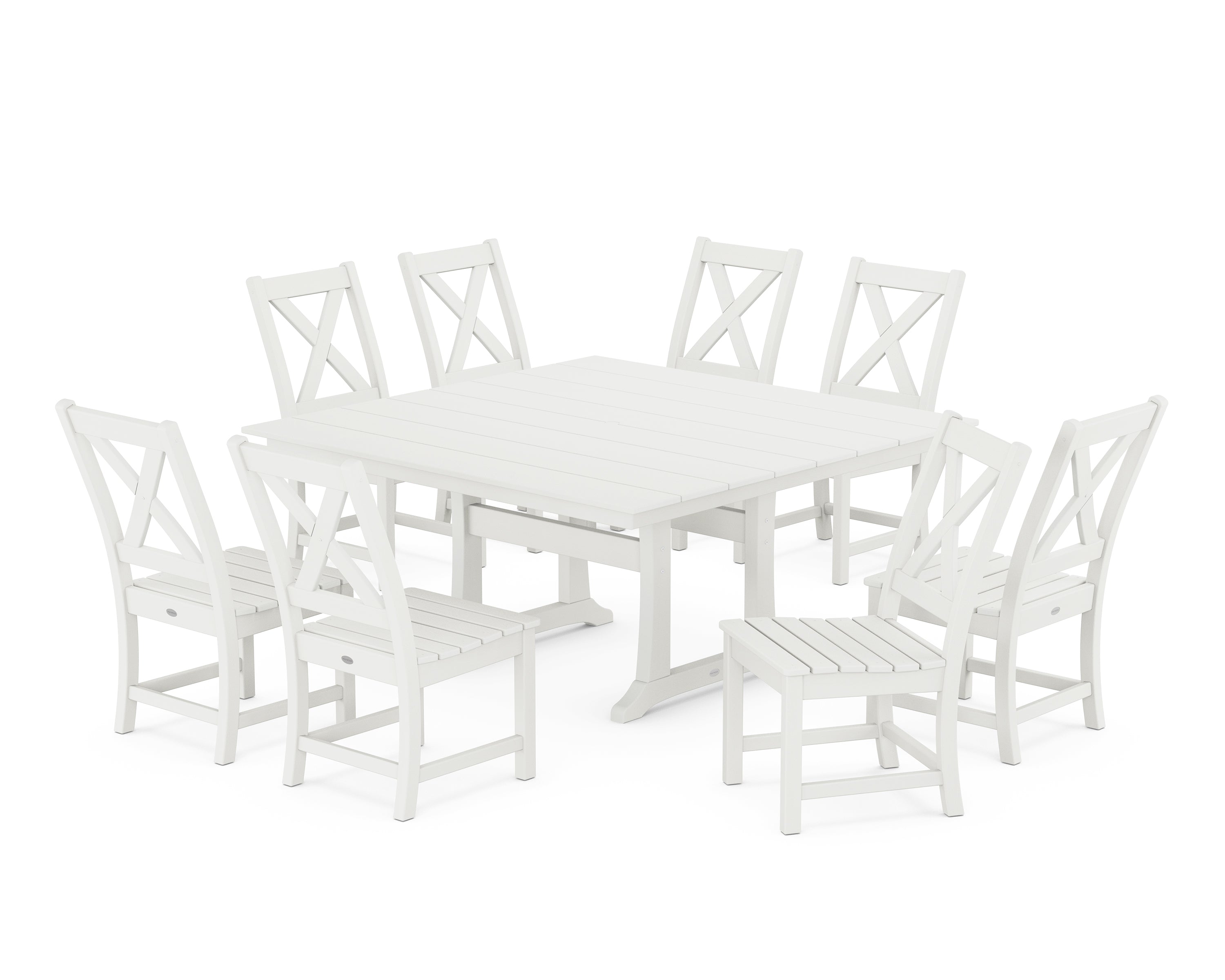 POLYWOOD® Braxton Side Chair 9-Piece Farmhouse Dining Set in Vintage White