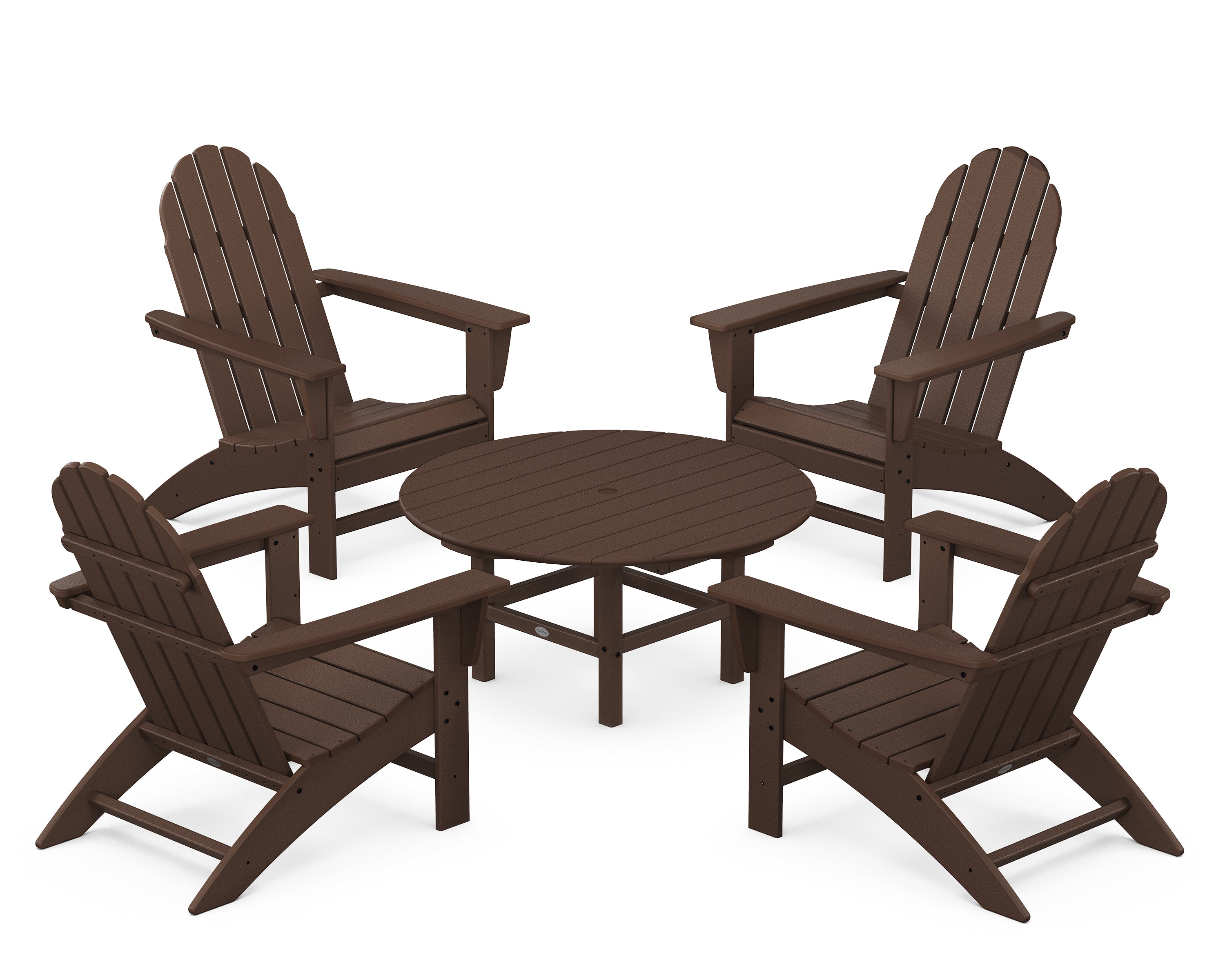 POLYWOOD Vineyard 5-Piece Adirondack Chair Conversation Set in Mahogany