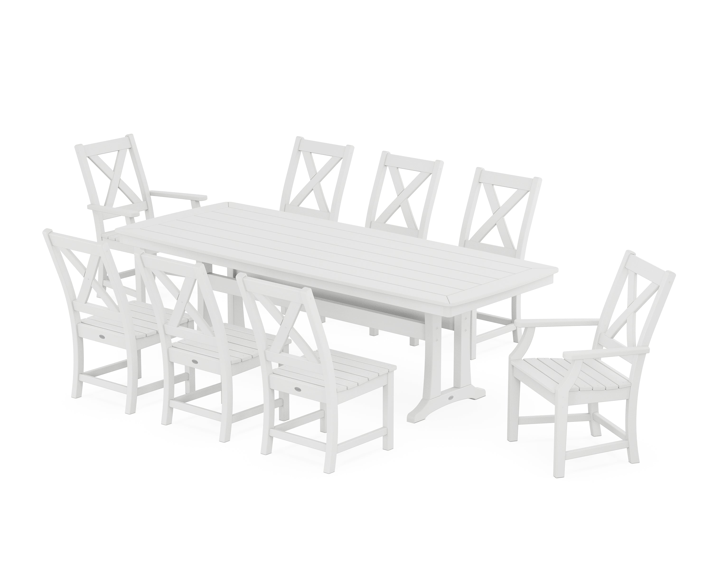 POLYWOOD® Braxton 9-Piece Dining Set with Trestle Legs in White