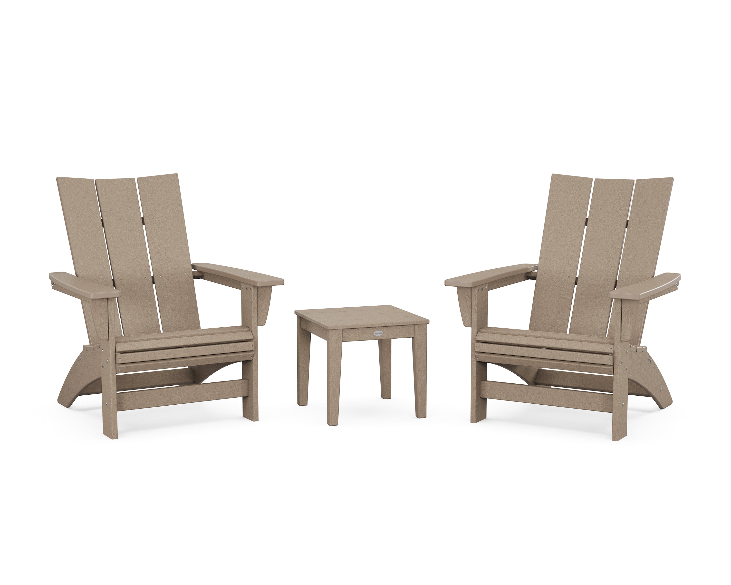 POLYWOOD 3-Piece Modern Grand Adirondack Set in Vintage Sahara