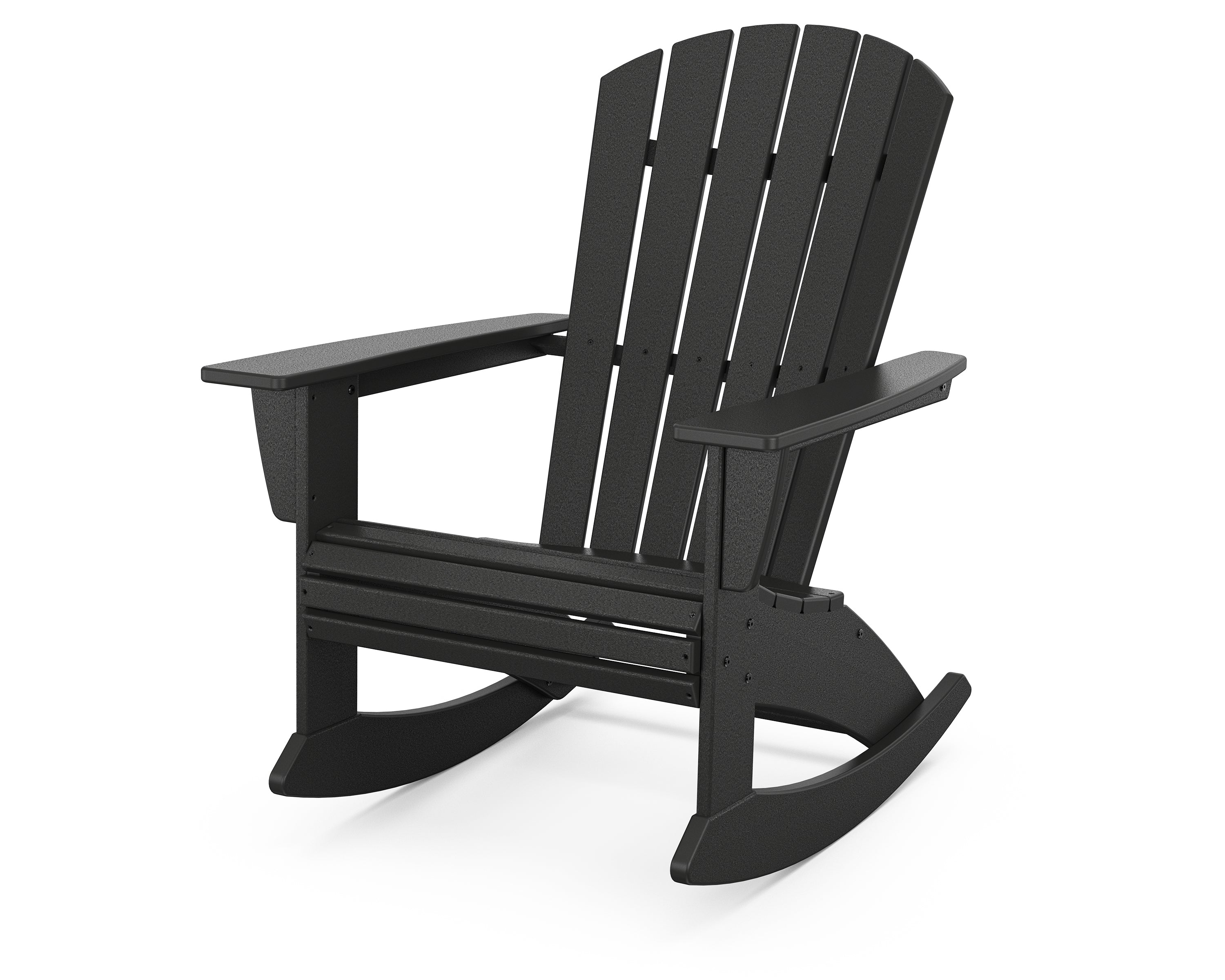 POLYWOOD Nautical Curveback Adirondack Rocking Chair in Black