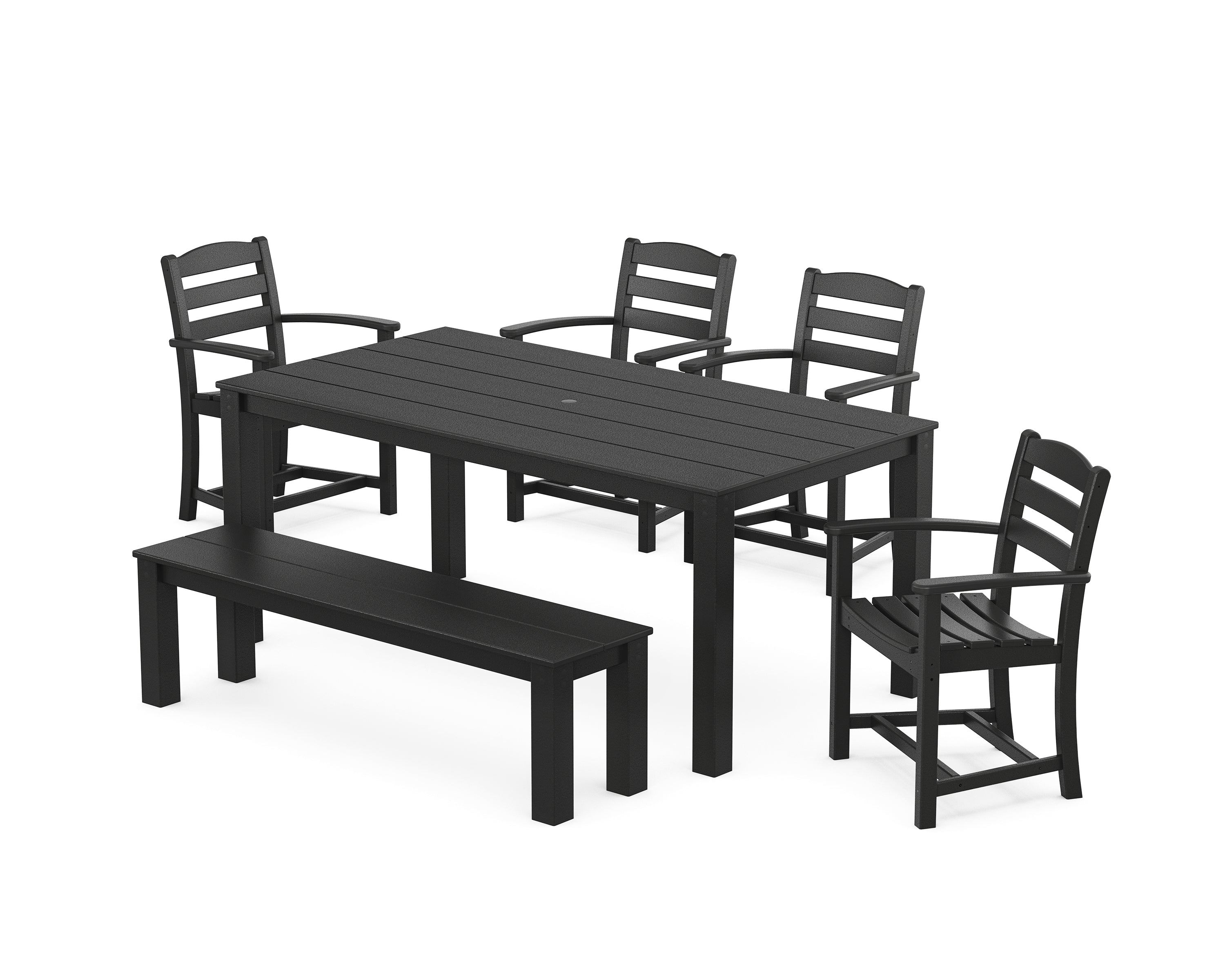 POLYWOOD La Casa Cafe' 6-Piece Parsons Dining Set with Bench in Black