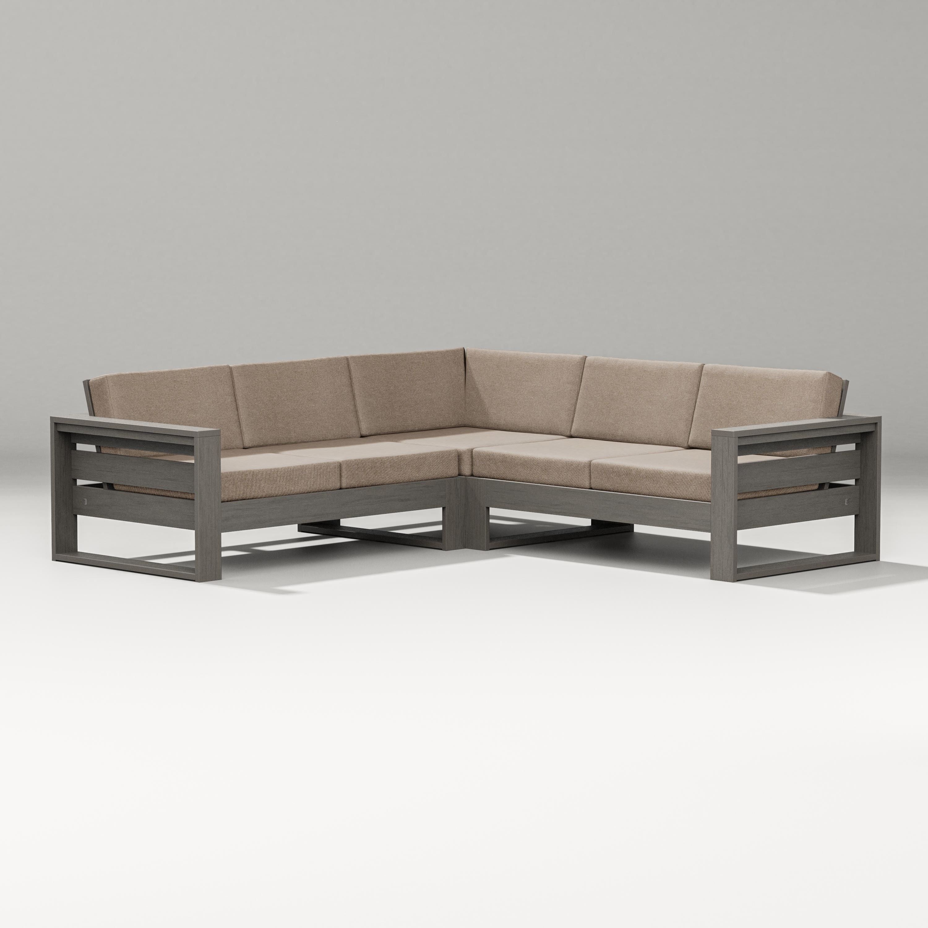 PW Designer Series Latitude Corner Sectional in Driftwood / Spiced Burlap
