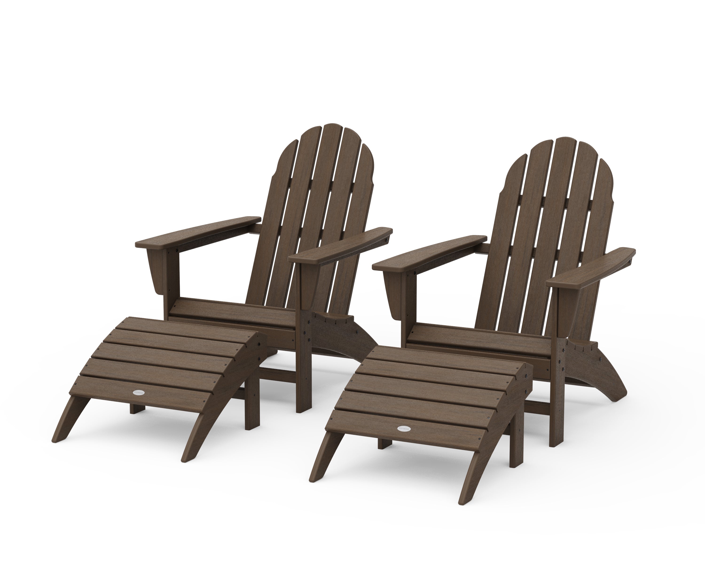POLYWOOD Vineyard Adirondack Chair 4-Piece Set with Ottomans in Kona