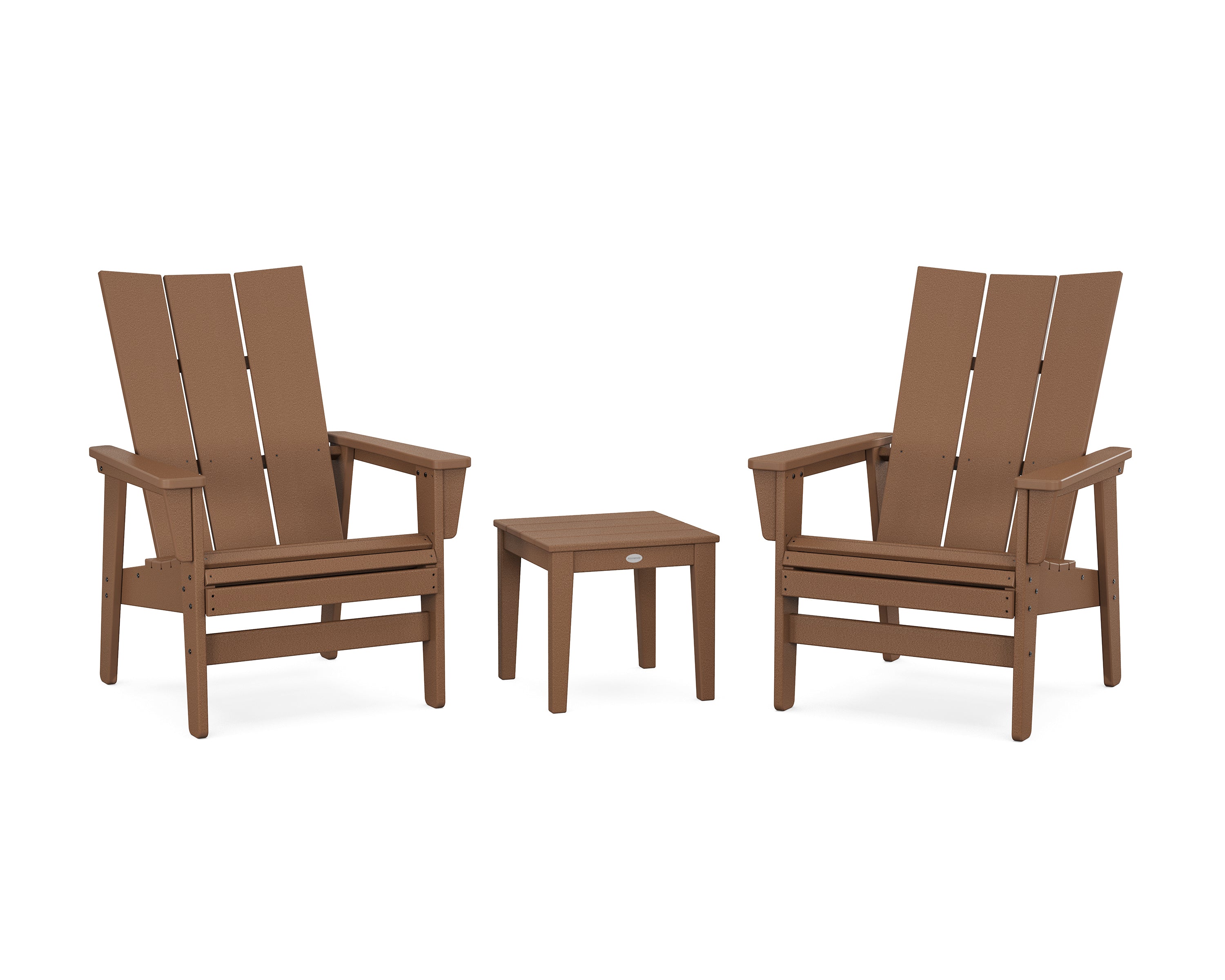 POLYWOOD 3-Piece Modern Grand Upright Adirondack Set in Teak