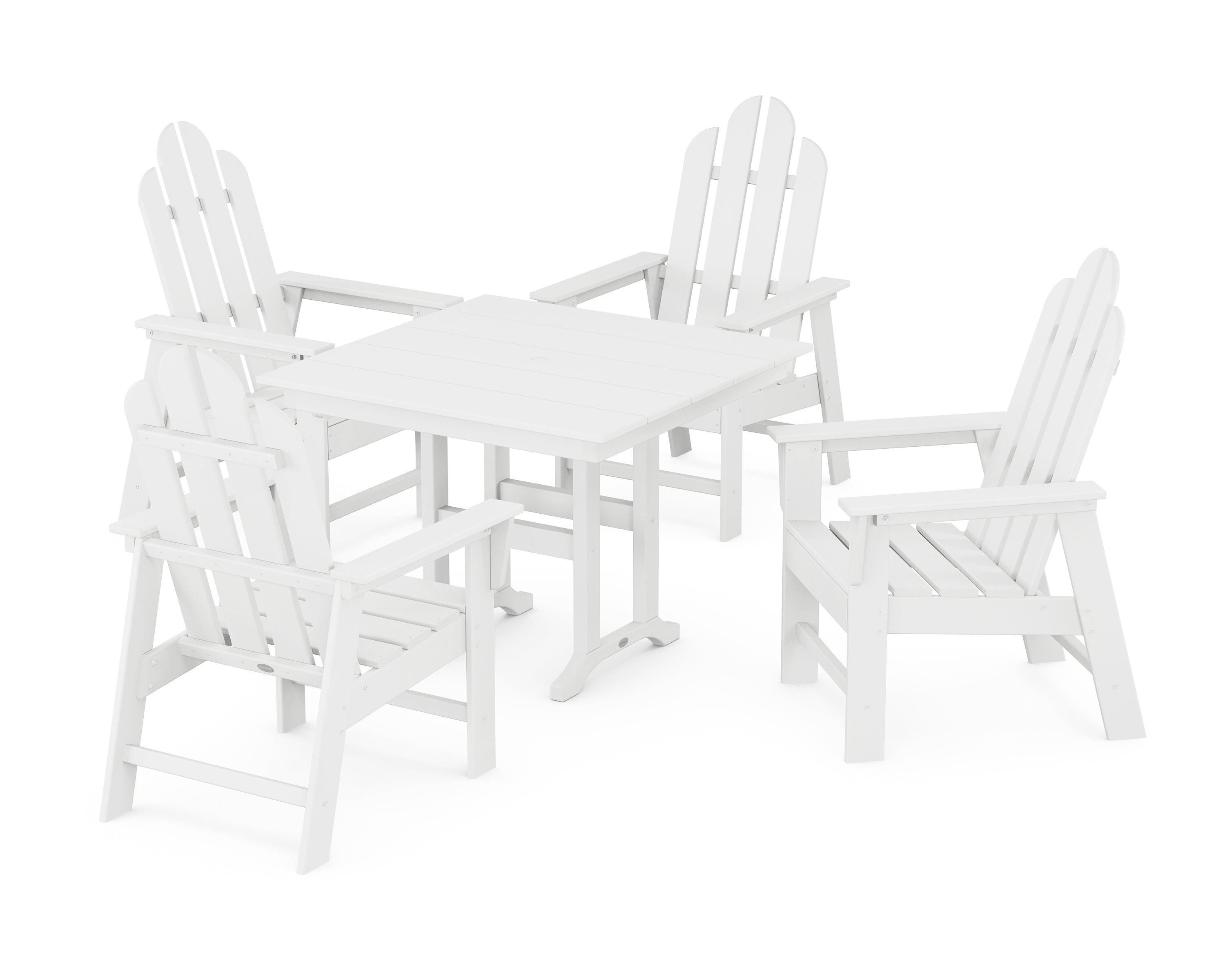 POLYWOOD® Long Island 5-Piece Farmhouse Dining Set in White