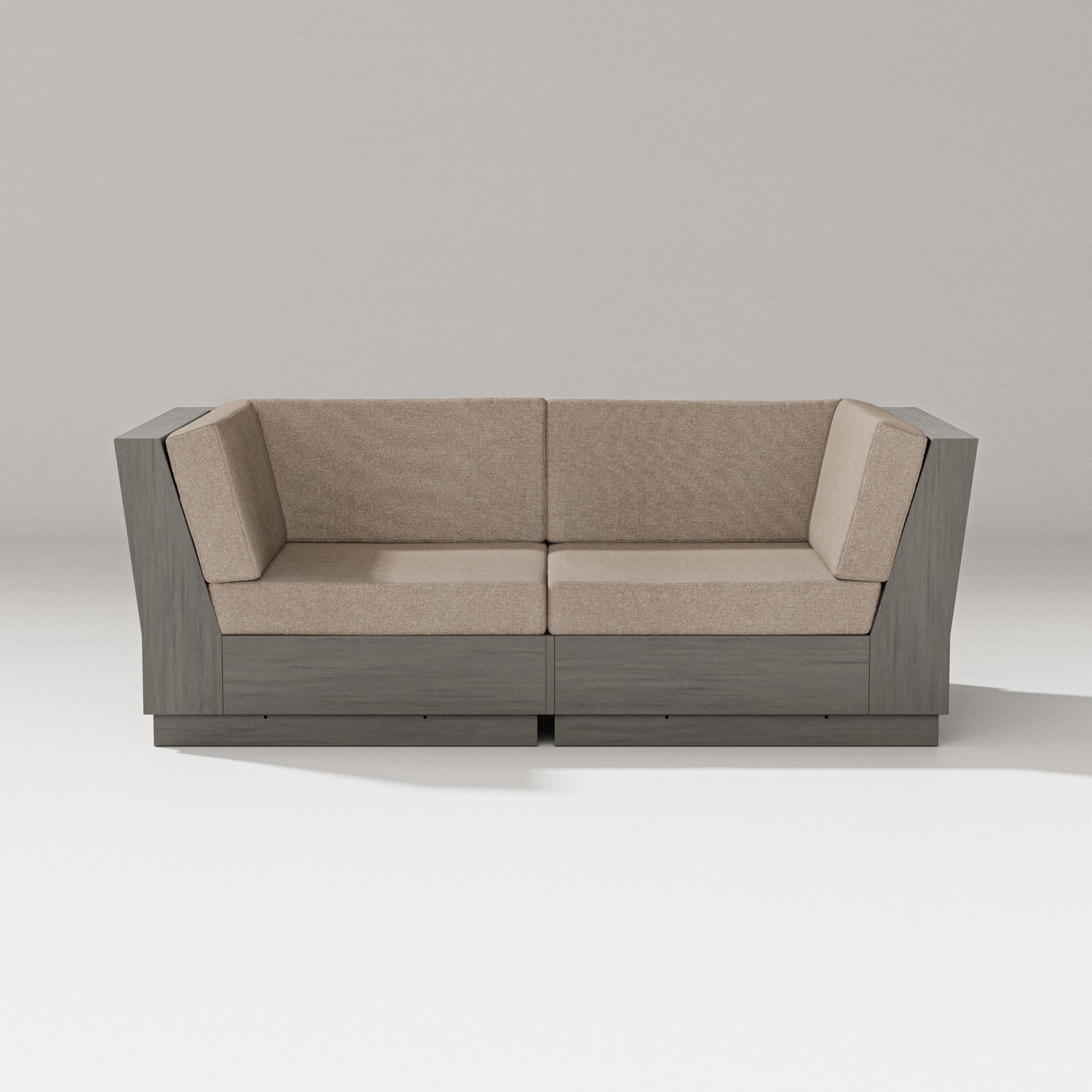 PW Designer Series Elevate Loveseat Sectional in Driftwood / Spiced Burlap