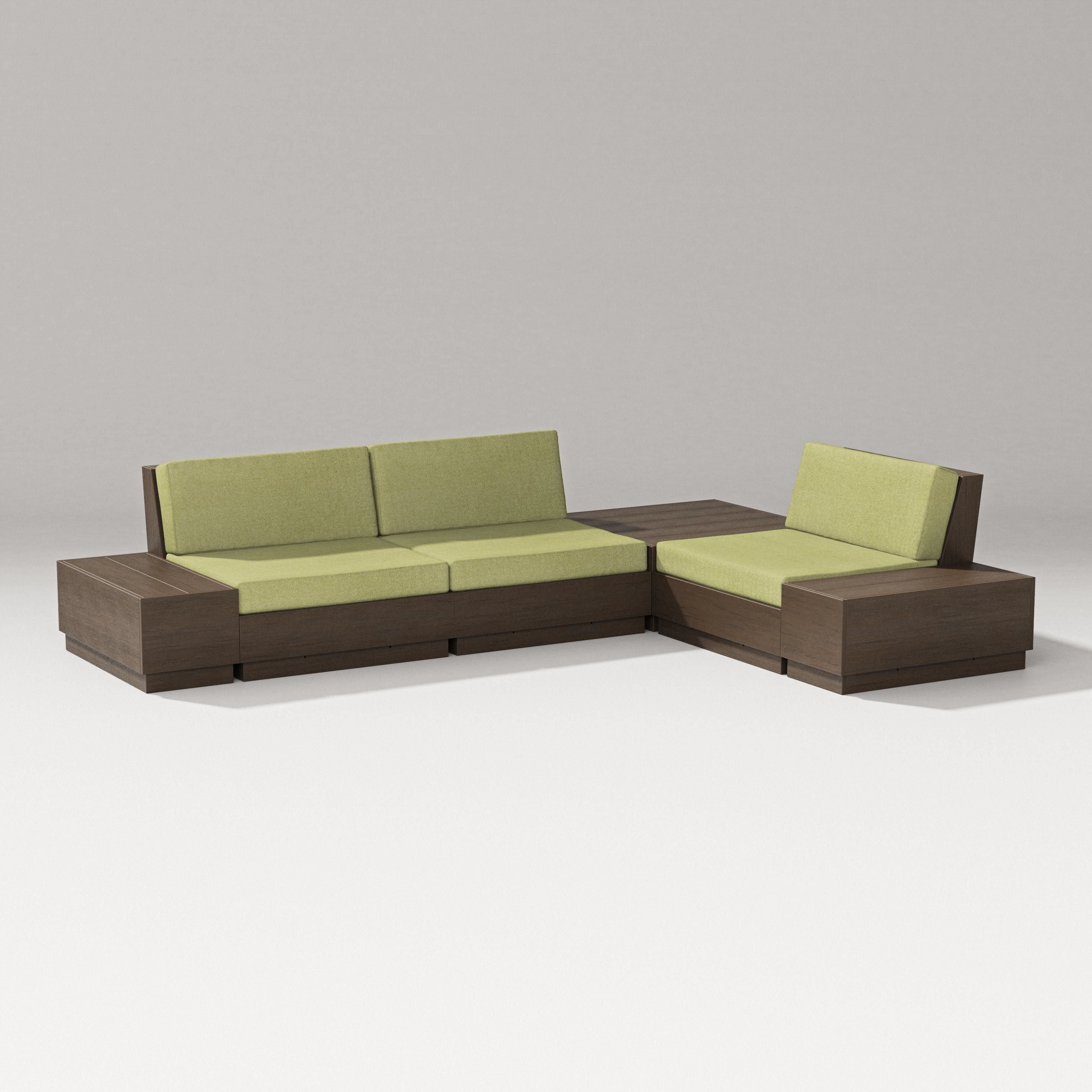 PW Designer Series Elevate 6-Piece Corner Sectional in Kona / Chartreuse Boucle