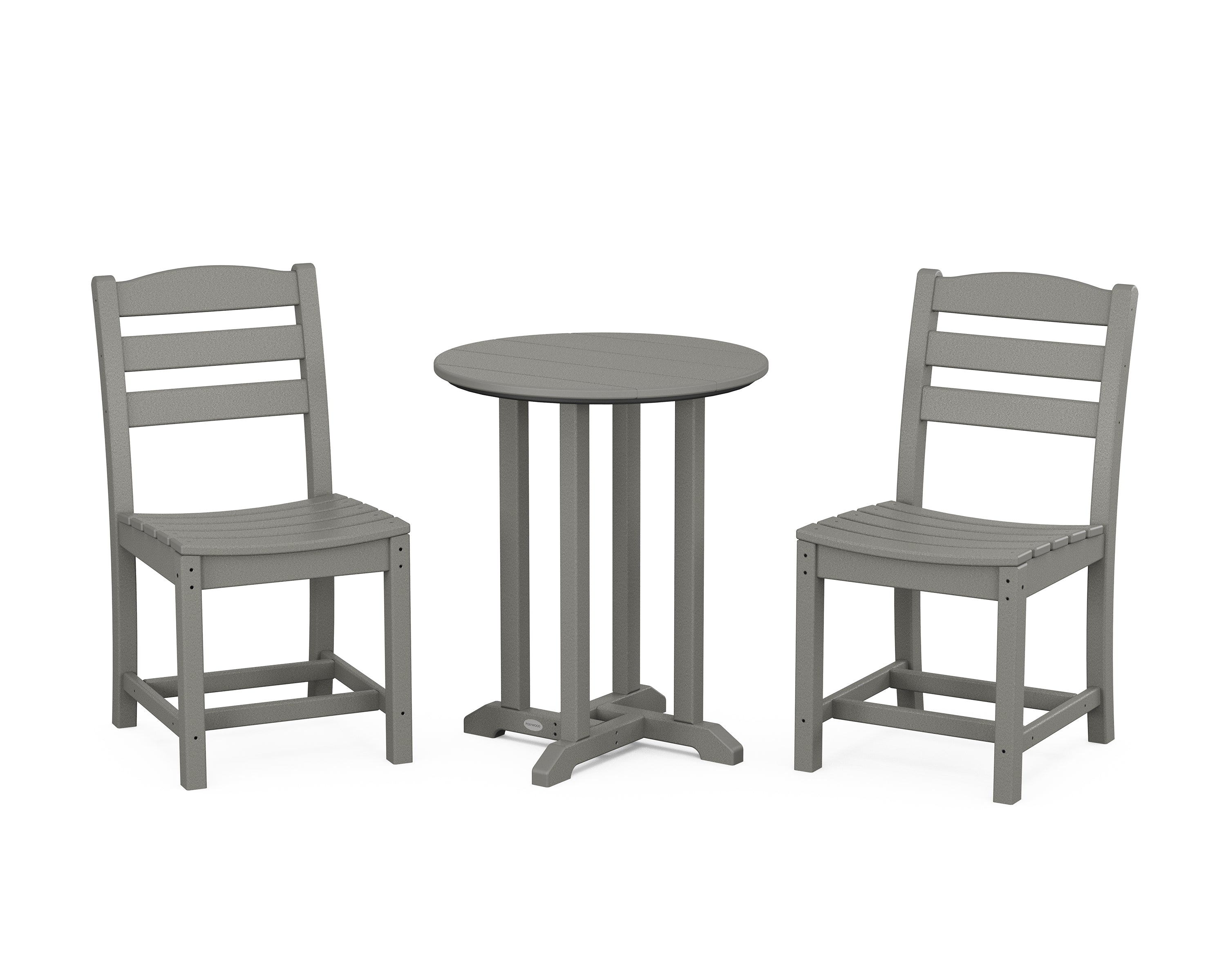 POLYWOOD La Casa Café Side Chair 3-Piece Round Bistro Dining Set in Slate Grey