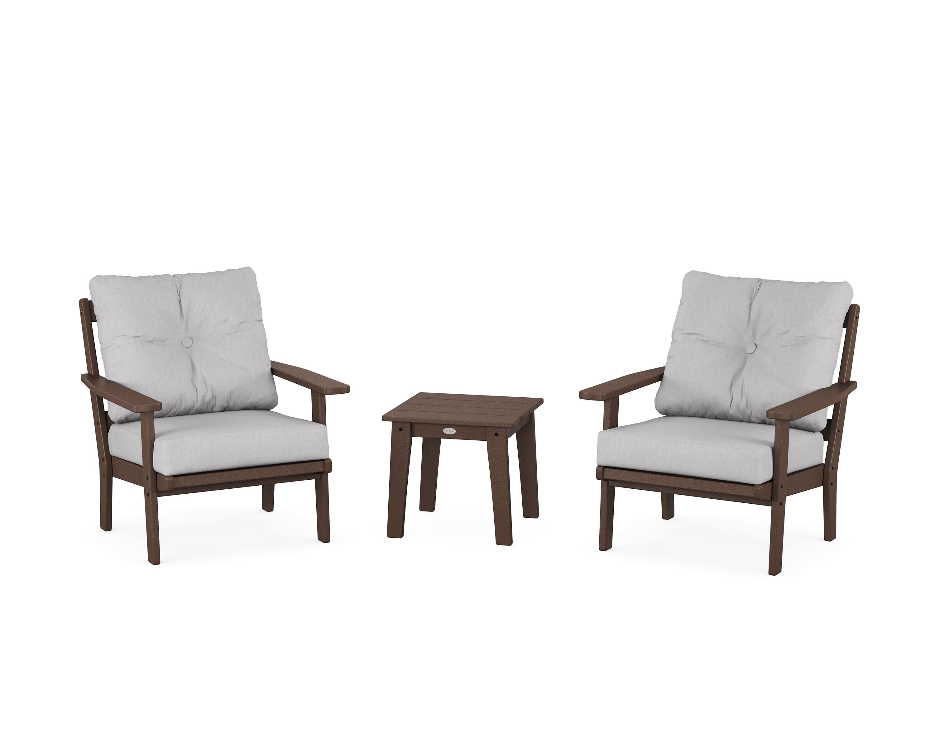POLYWOOD Oxford 3-Piece Deep Seating Set in Mahogany / Granite